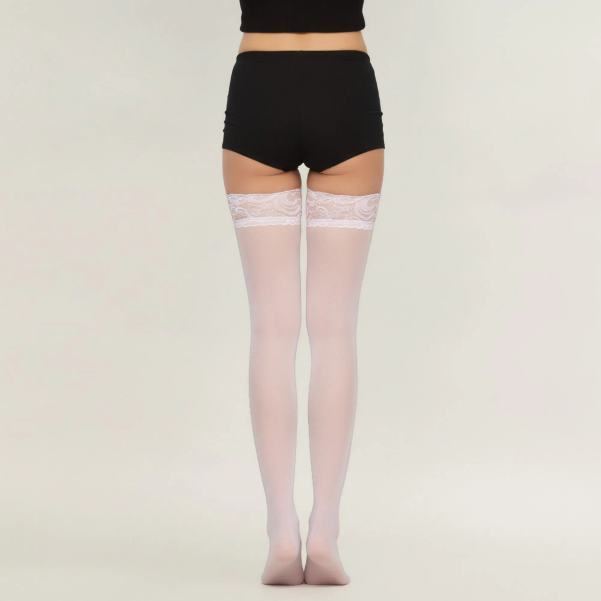 Anna-Kaci 2pcs Women's Sheer Thigh High Stockings with Decorative Lace Top Detail and Soft Stretch Fit for Elegant Feminine Legwear Styling sold by Anna-Kaci product image thumbnail 3