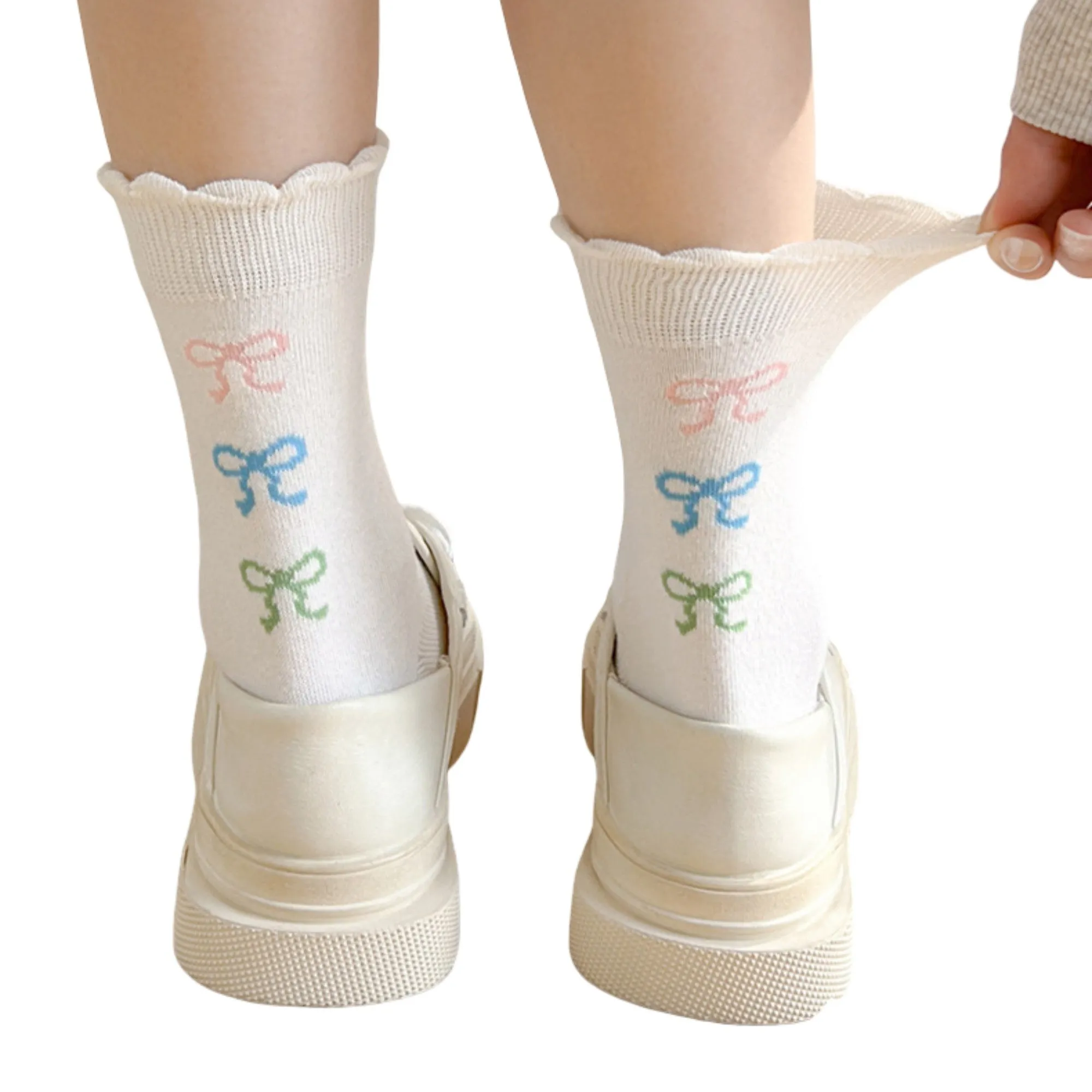 Anna-Kaci 3-Pack Womens Cotton Ruffle Crew Socks with Cute Pattern Design sold by Anna-Kaci product image thumbnail 5