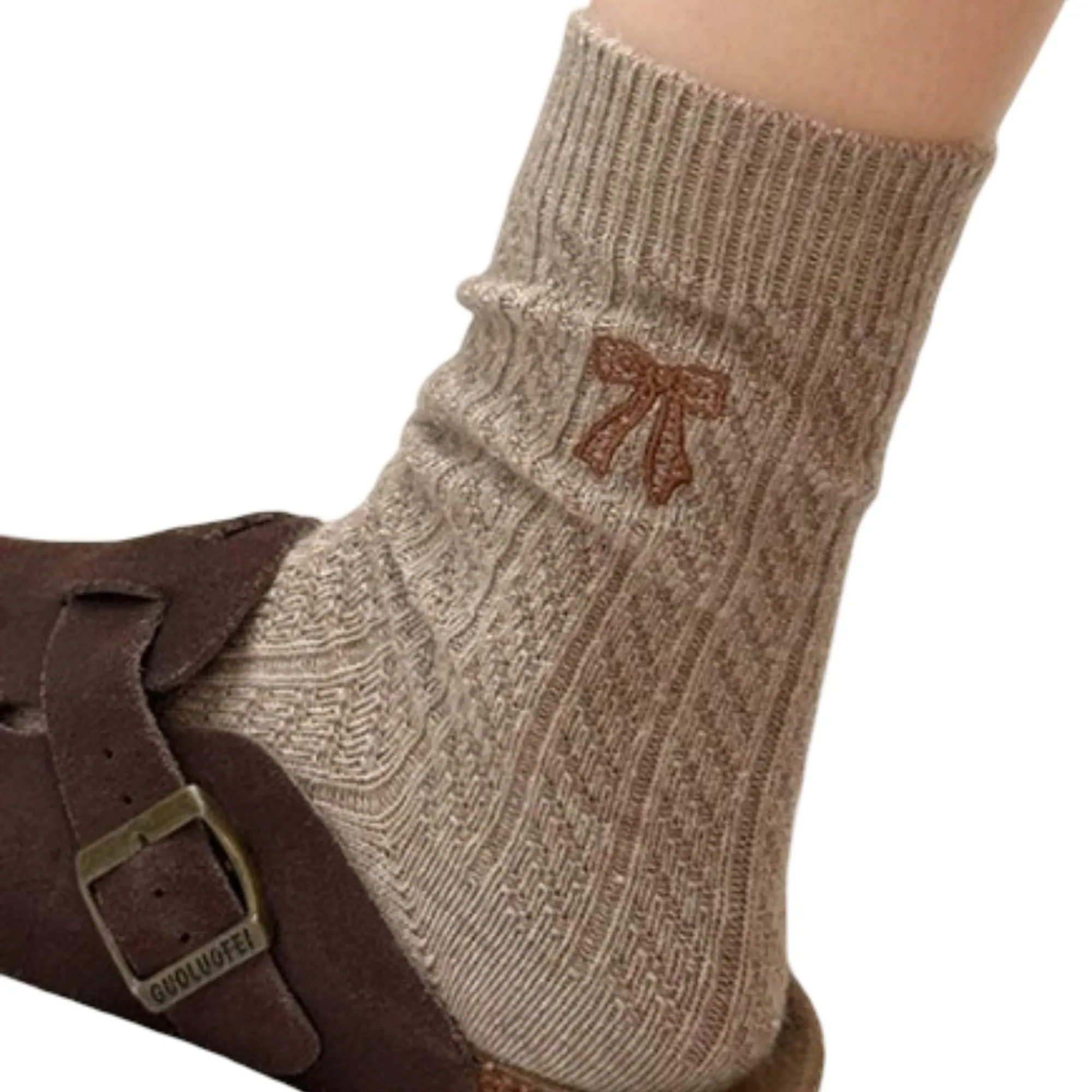 Anna-Kaci 2-Pack Womens Cotton Blend Crew Socks with Embroidered Bow sold by Anna-Kaci product image thumbnail 5