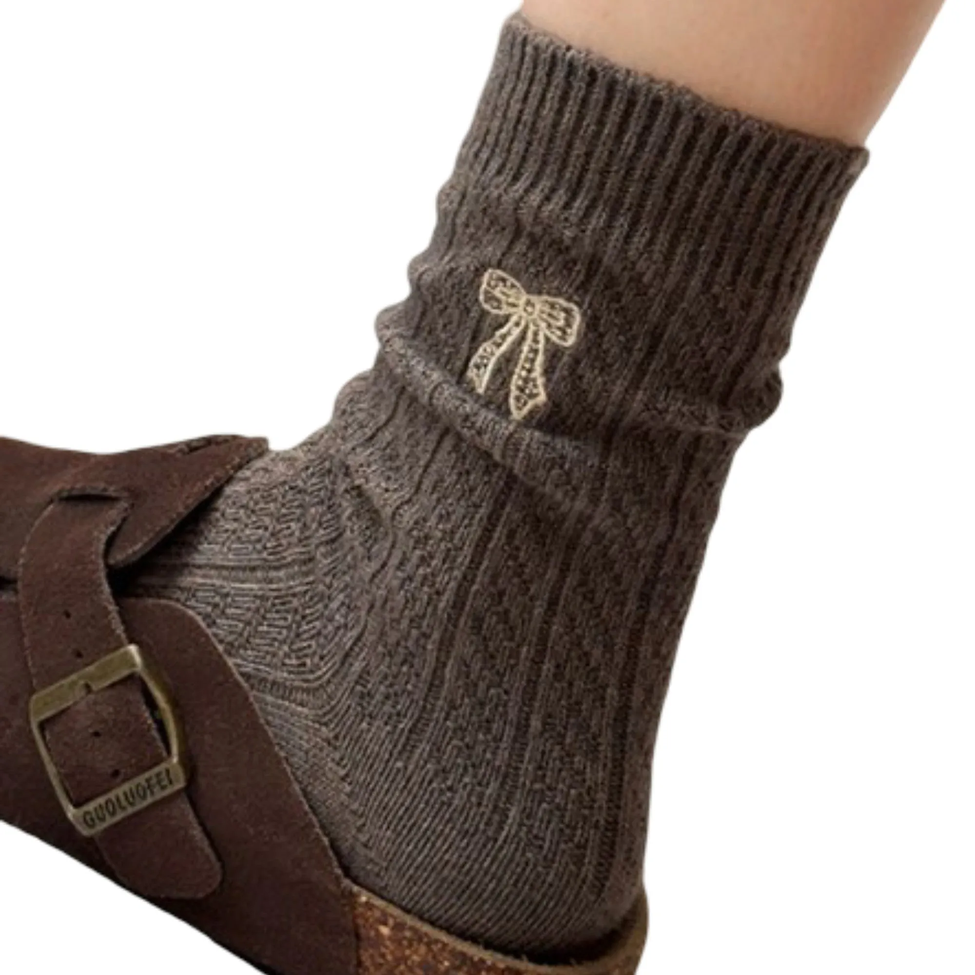 Anna-Kaci 2-Pack Womens Cotton Blend Crew Socks with Embroidered Bow sold by Anna-Kaci product image thumbnail 2