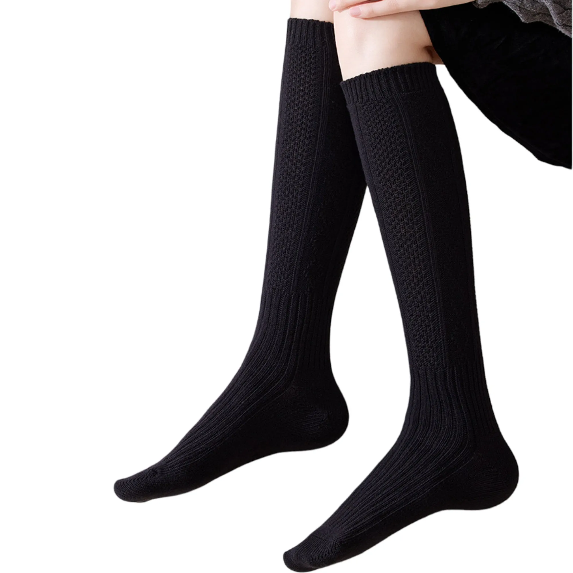 Anna-Kaci 1-Pack Womens Vintage Knit Knee High Socks Soft Stretch Cable Texture sold by Anna-Kaci product image thumbnail 3