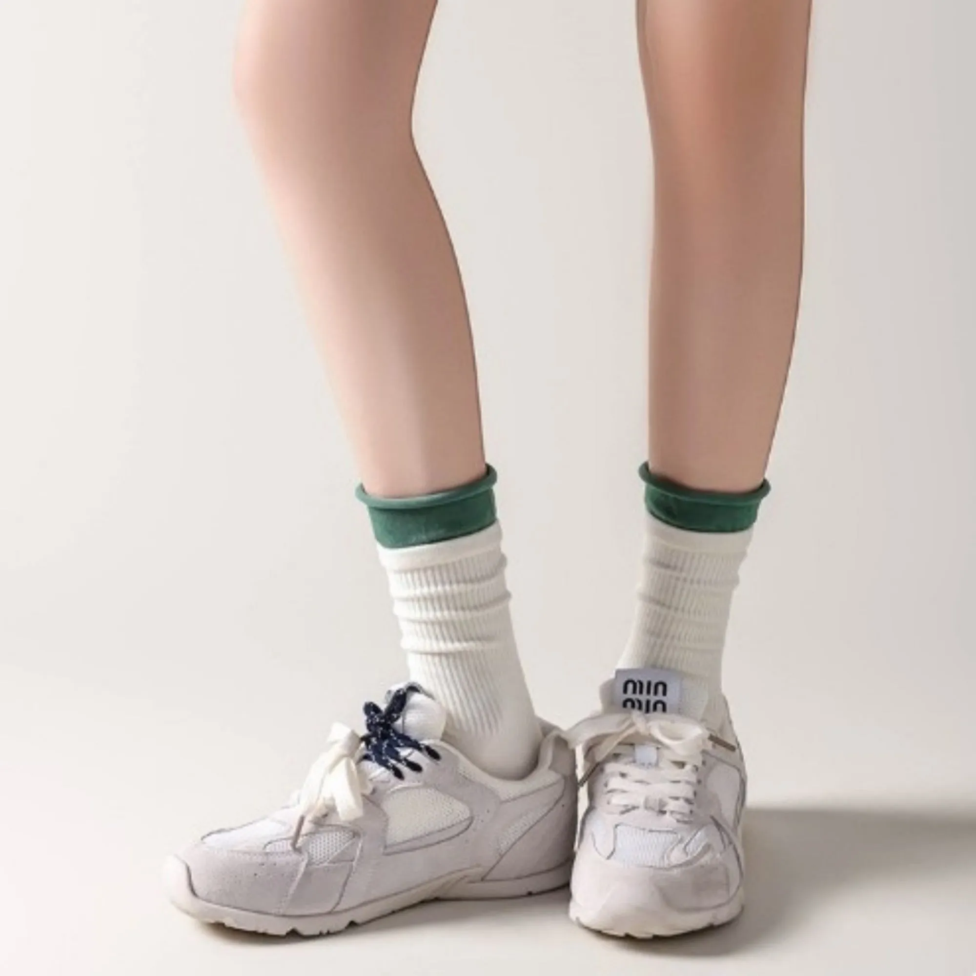 Anna-Kaci 3-Pair Women's Ribbed Crew Socks with Contrast Heel Toe Accents Soft Stretch Fabric Everyday Comfort Gift Set sold by Anna-Kaci product image thumbnail 2