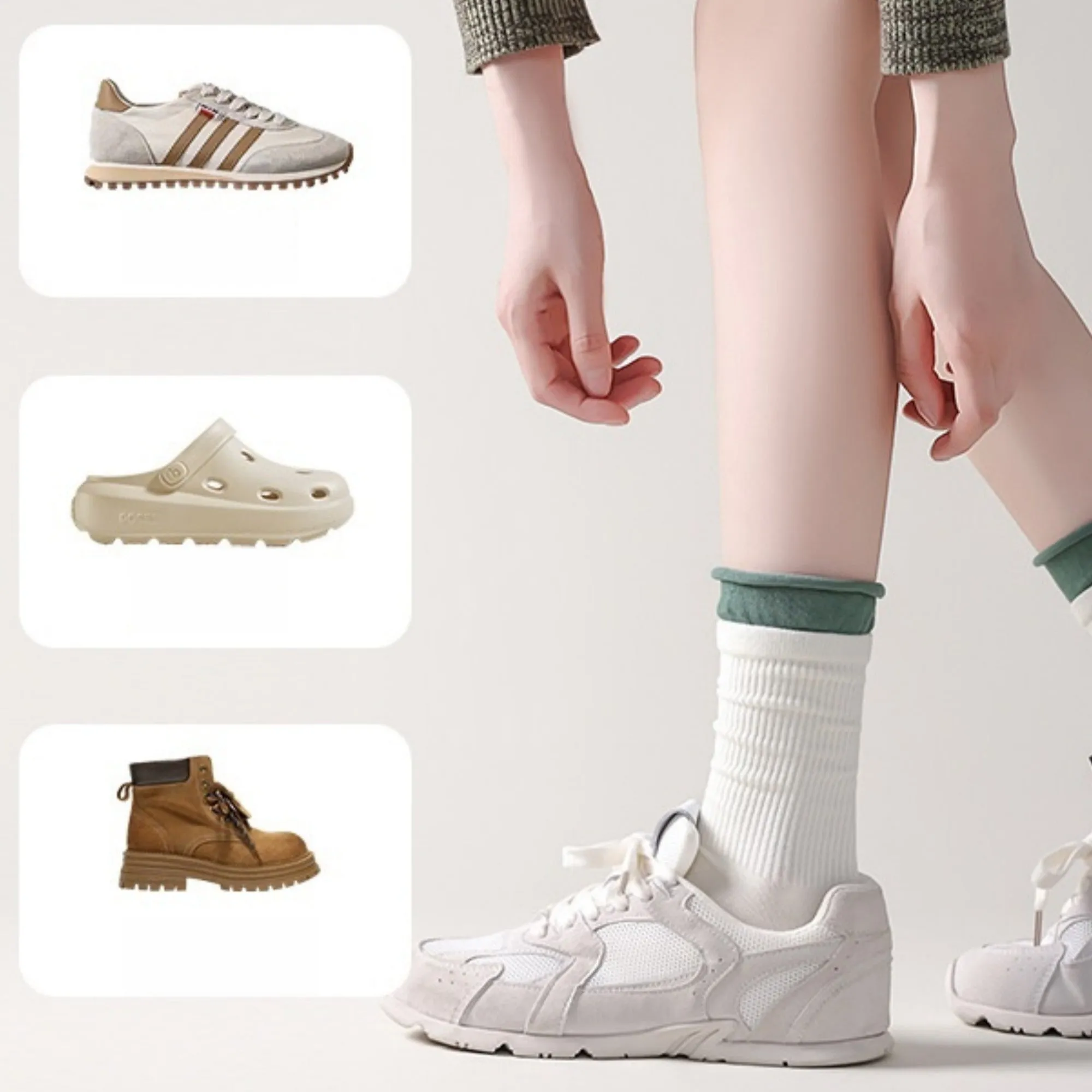 Anna-Kaci 3-Pair Women's Ribbed Crew Socks with Contrast Heel Toe Accents Soft Stretch Fabric Everyday Comfort Gift Set sold by Anna-Kaci product image thumbnail 4