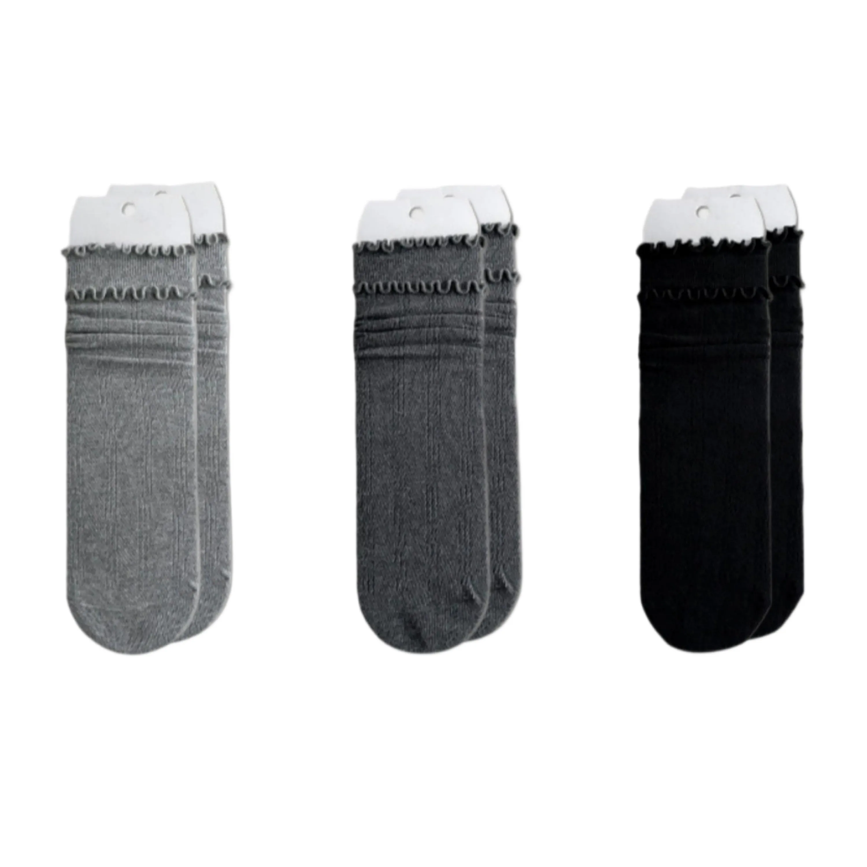 Anna-Kaci 3-Pair Women's Soft Ribbed Crew Socks with Lettuce Edge Cuff Stretch Cotton Feel Everyday Comfort Set sold by Anna-Kaci product image thumbnail 4