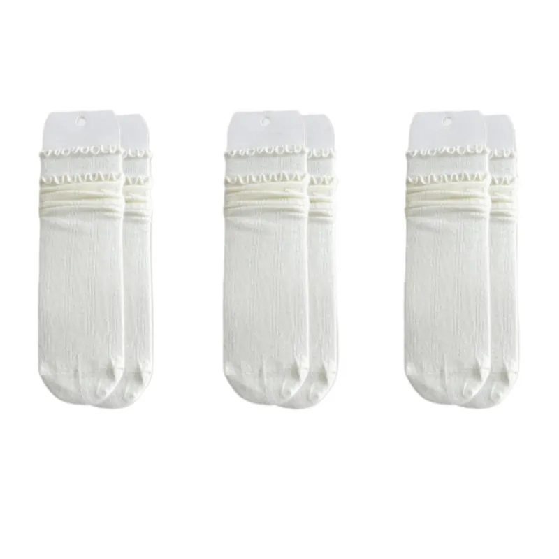 Anna-Kaci 3-Pair Women's Soft Ribbed Crew Socks with Lettuce Edge Cuff Stretch Cotton Feel Everyday Comfort Set sold by Anna-Kaci