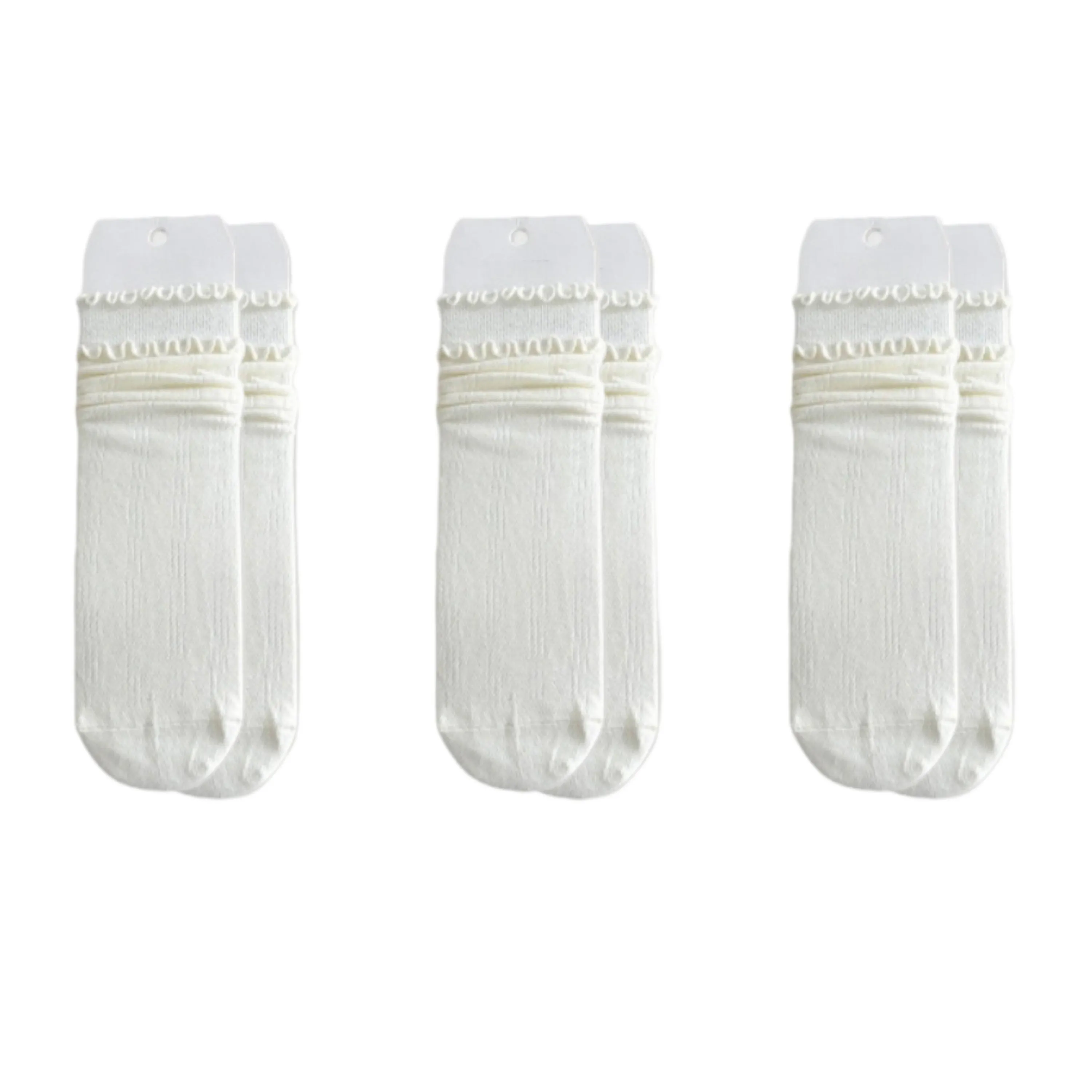 Anna-Kaci 3-Pair Women's Soft Ribbed Crew Socks with Lettuce Edge Cuff Stretch Cotton Feel Everyday Comfort Set sold by Anna-Kaci