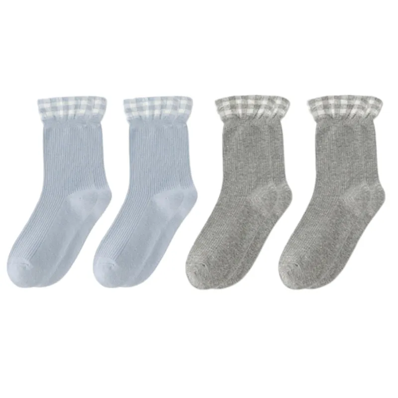 Anna-Kaci 4-Pair Women's Ribbed Crew Socks with Gingham Foldover Cuff Soft Stretch Cotton Feel Everyday Gift Set sold by Anna-Kaci