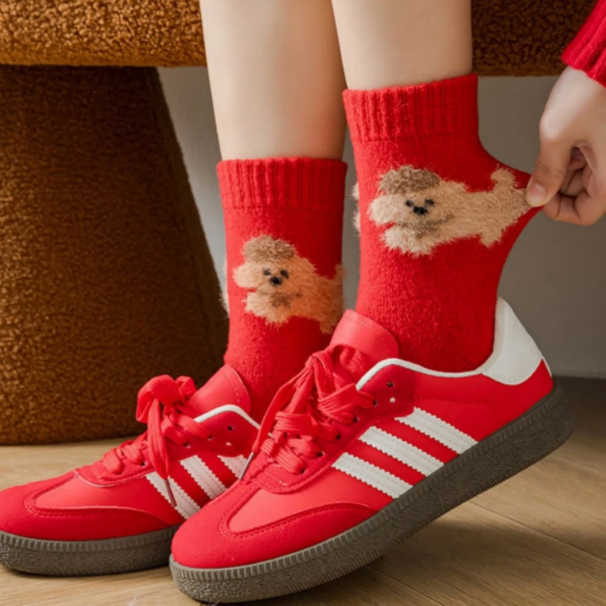 Anna-Kaci 3-Pair Women's Soft Knit Crew Socks with Polka Dot Cable Knit and Stripe Patterns Comfort Set sold by Anna-Kaci product image thumbnail 2