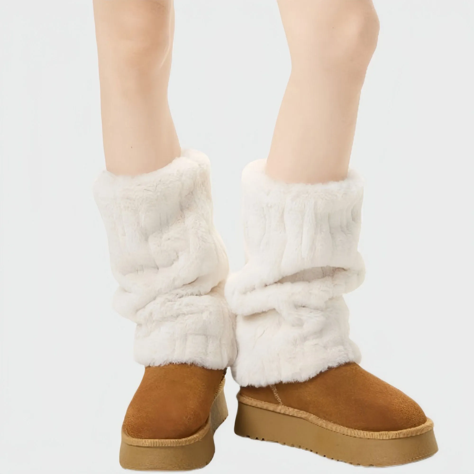 Anna-Kaci Plush Faux Fur Leg Warmers with Soft Textured Design and Cozy Stretch Fit for Layering Over Boots and Winter Outfits sold by Anna-Kaci product image thumbnail 5