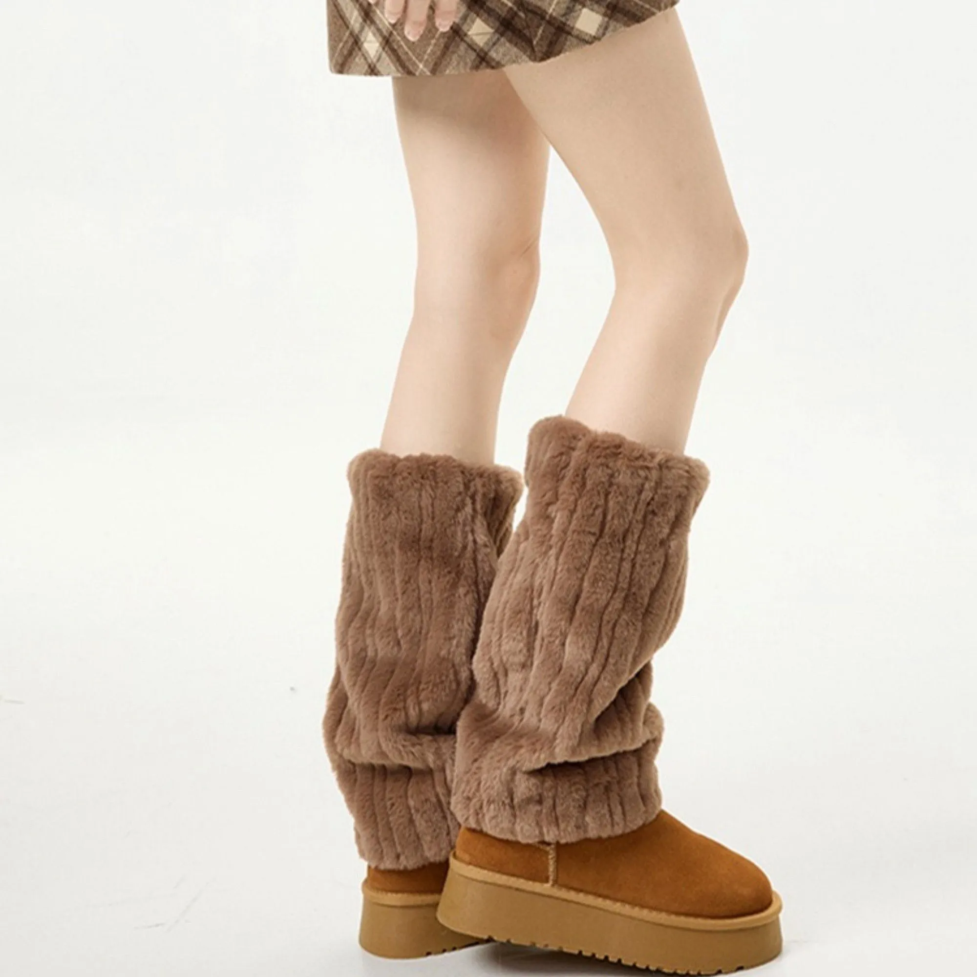 Anna-Kaci Plush Faux Fur Leg Warmers with Soft Textured Design and Cozy Stretch Fit for Layering Over Boots and Winter Outfits sold by Anna-Kaci product image thumbnail 3