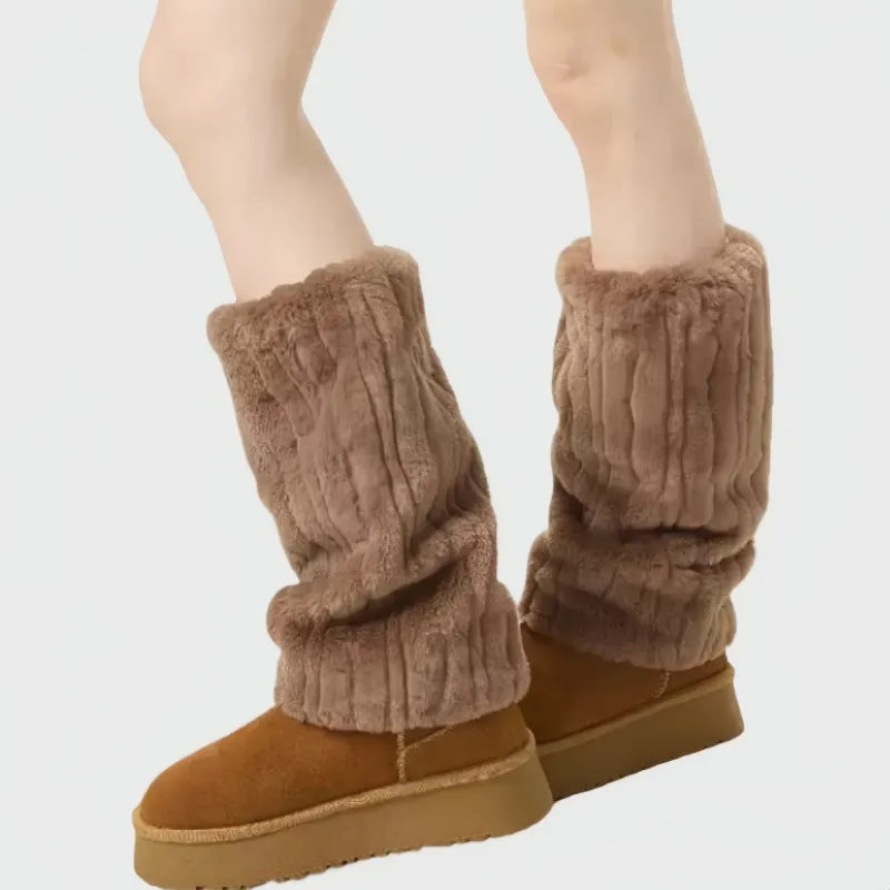 Anna-Kaci Plush Faux Fur Leg Warmers with Soft Textured Design and Cozy Stretch Fit for Layering Over Boots and Winter Outfits made by Anna-Kaci