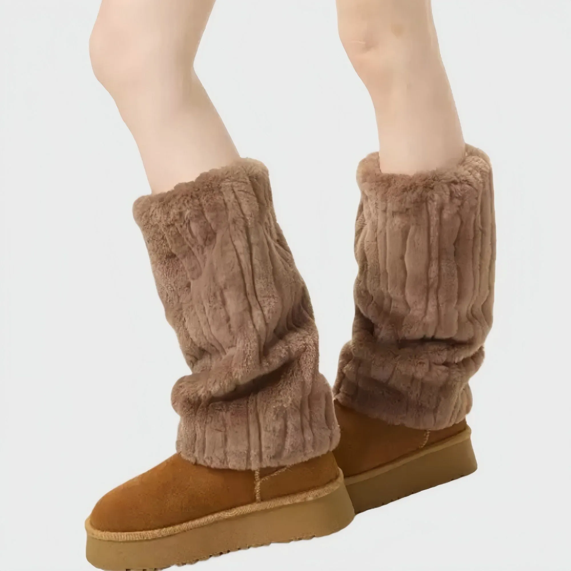 Anna-Kaci Plush Faux Fur Leg Warmers with Soft Textured Design and Cozy Stretch Fit for Layering Over Boots and Winter Outfits sold by Anna-Kaci