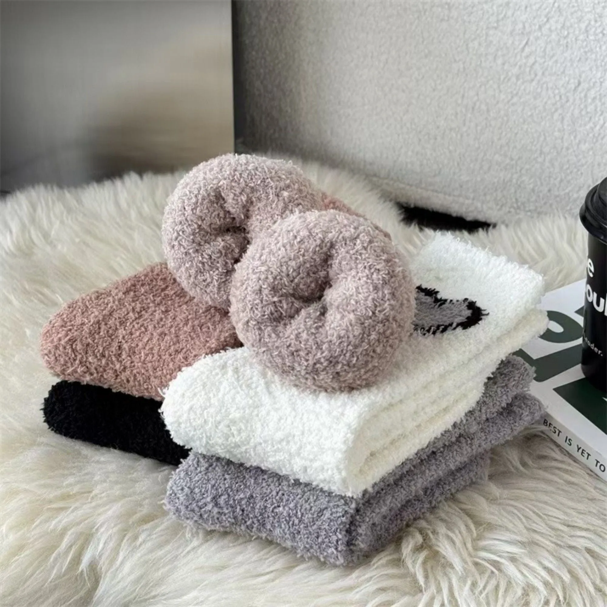 Anna-Kaci 3-Pair Fuzzy Valentine Heart Knit Crew Socks Set with Soft Plush Texture, Stretchy Cozy Fabric, and Cute Heart Accent for Gifting sold by Anna-Kaci product image thumbnail 3