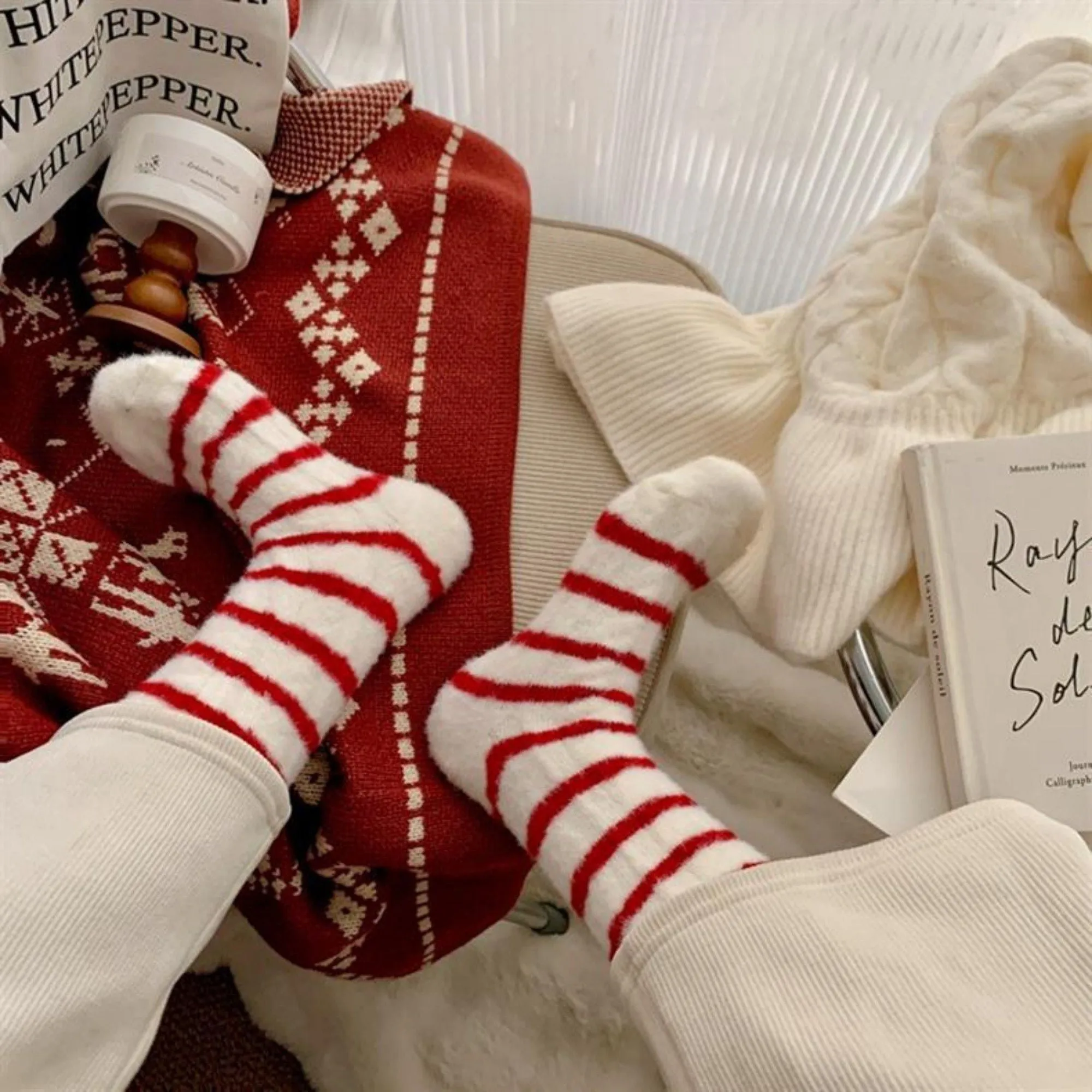 Anna-Kaci Women's 3-Pair Plush Cable Knit Socks Set with Soft Cozy Texture, Stretchy Knit Fit, and Warm Ribbed Detailing sold by Anna-Kaci product image thumbnail 3