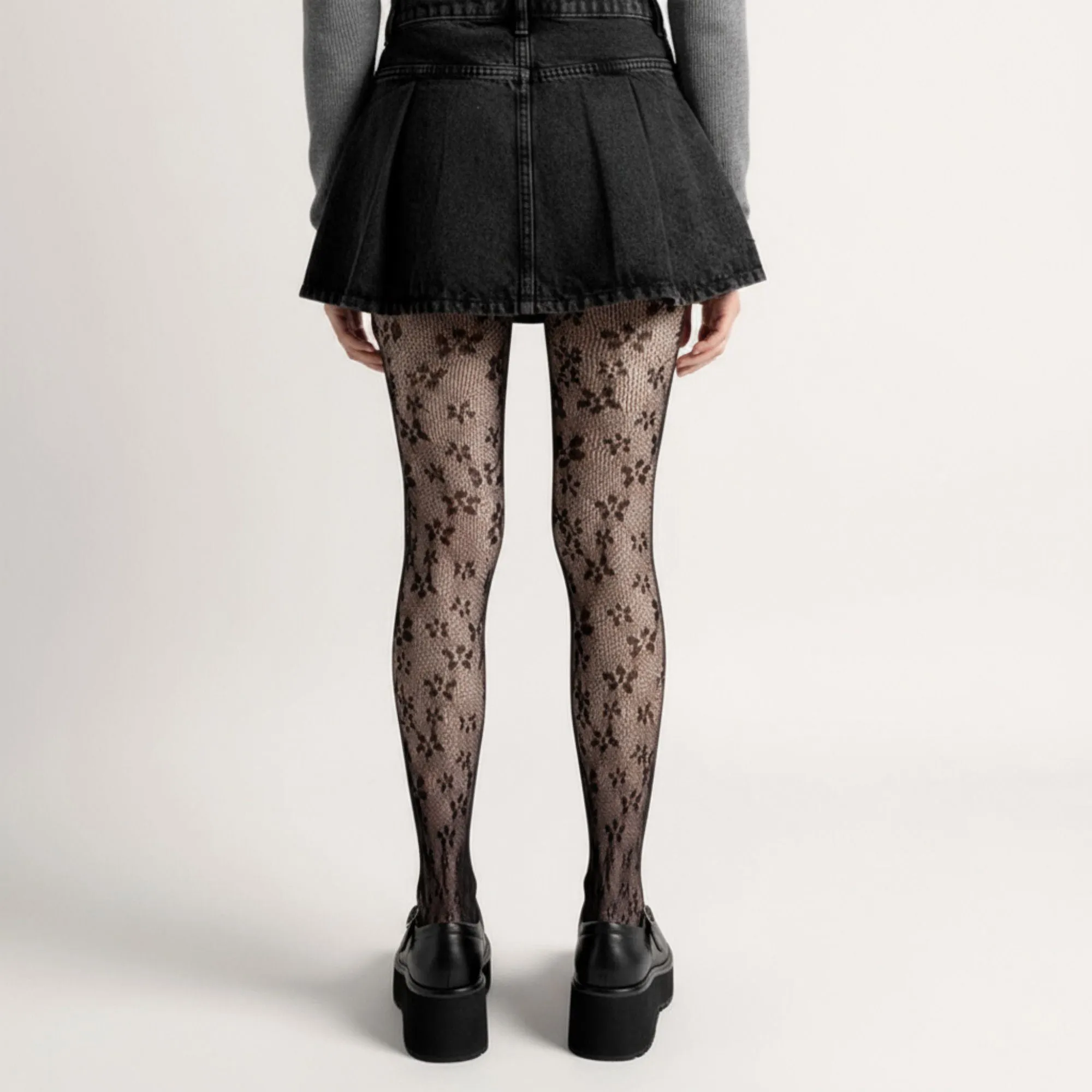 Anna-Kaci Women's Floral Lace Pattern Tights with Sheer Mesh Texture and Stretch Fit sold by Anna-Kaci product image thumbnail 3