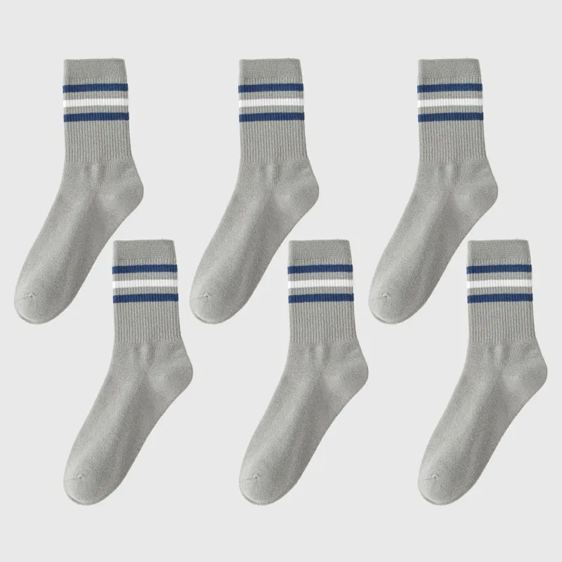 Anna-Kaci 6pk Men's Crew Socks with Striped Cuffs made by Anna-Kaci