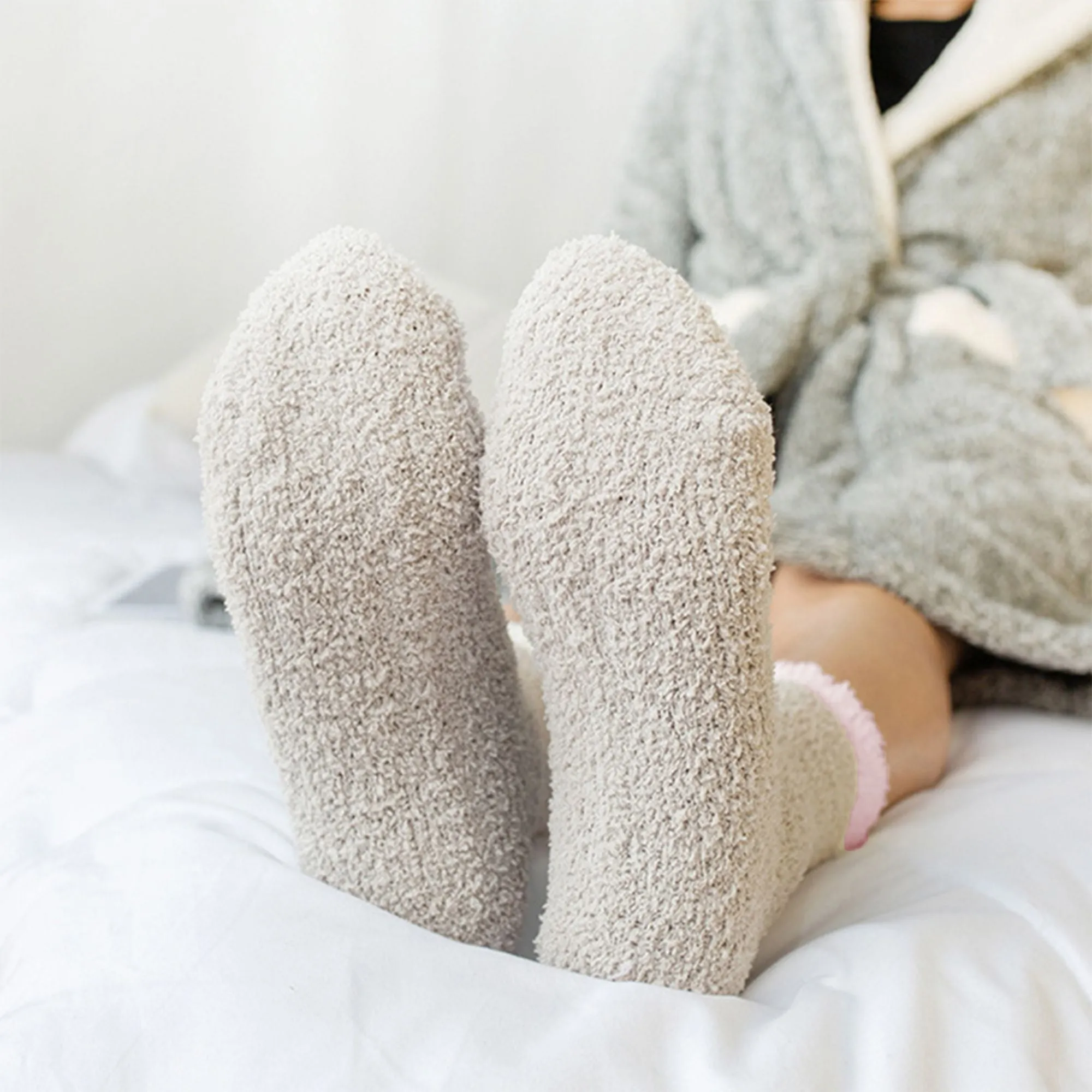 Anna-Kaci 4-Pair Plush Cozy Fuzzy Socks with Contrast Cuffs for Winter Indoor Warmth sold by Anna-Kaci product image thumbnail 4