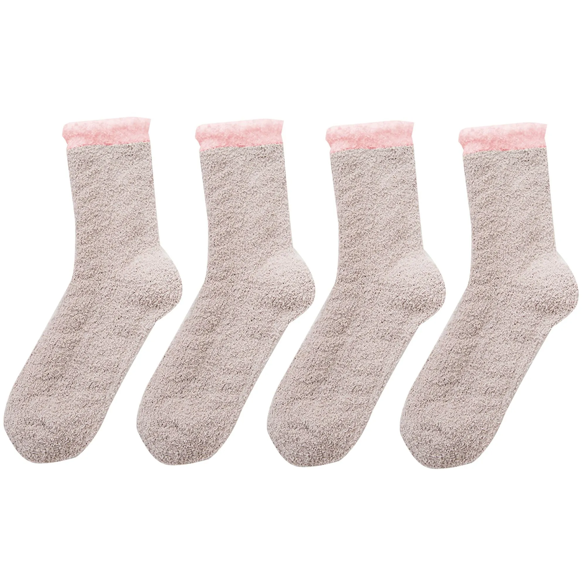 Anna-Kaci 4-Pair Plush Cozy Fuzzy Socks with Contrast Cuffs for Winter Indoor Warmth sold by Anna-Kaci product image thumbnail 5