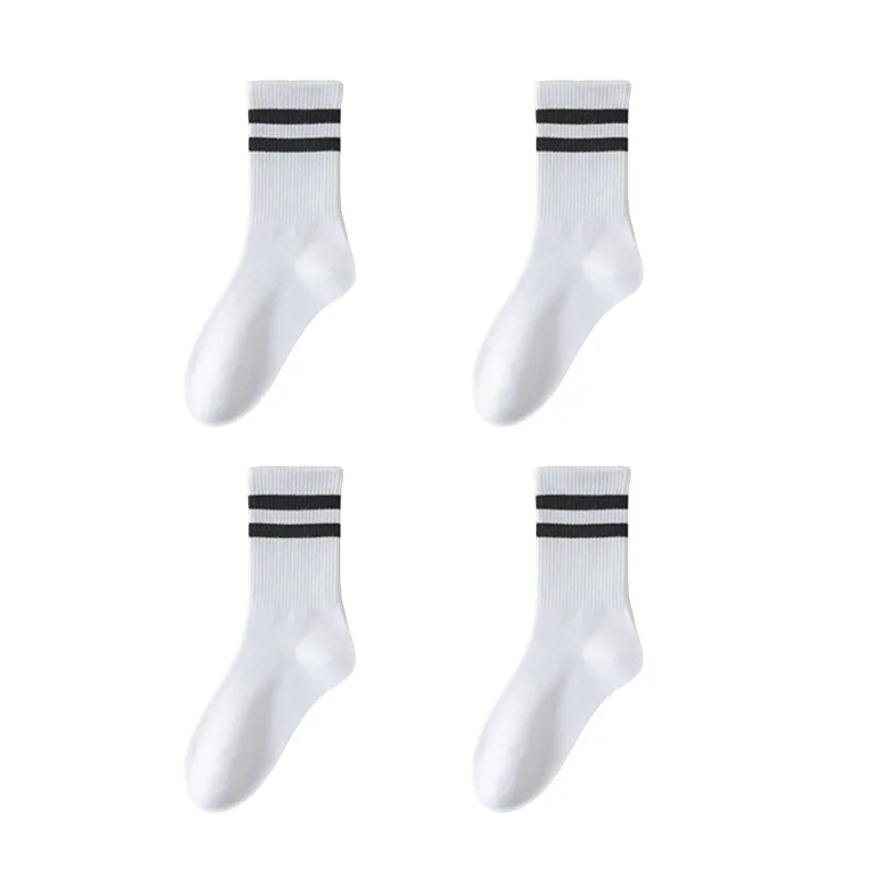 Anna-Kaci Women's 4-Pack Sporty Crew Socks with Double White Stripes Moisture-Wicking Ribbed Design made by Anna-Kaci