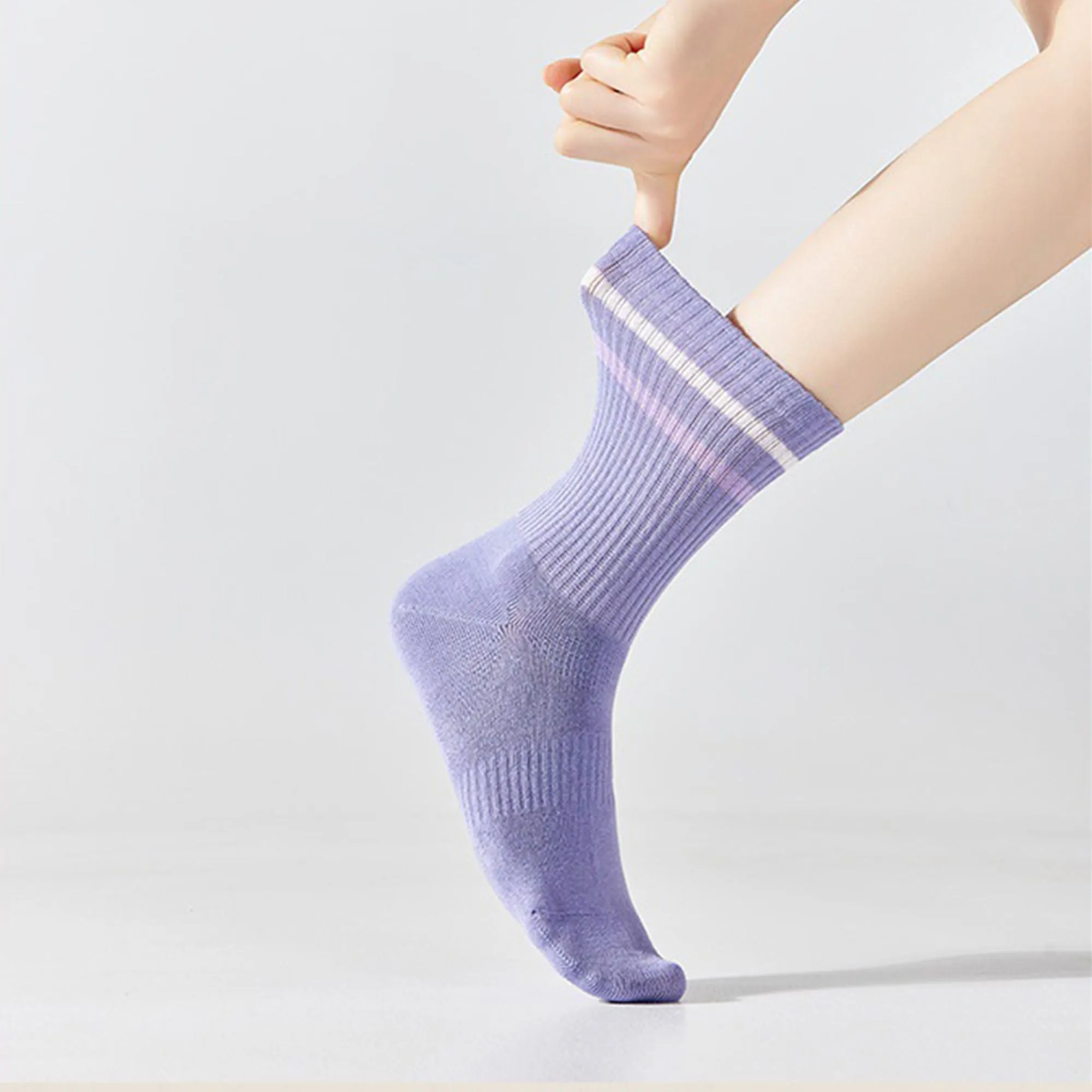 Anna-Kaci Women's 3-Pack Striped Ribbed Crew Socks Soft Stretch Fit Casual Athletic Style sold by Anna-Kaci product image thumbnail 4