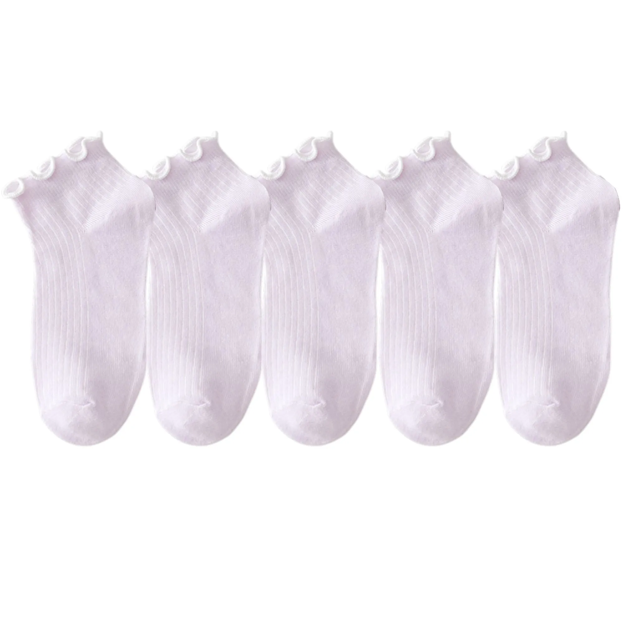 Anna-Kaci Women's 5-Pack Ribbed Ankle Socks with Ruffle Lettuce Trim Soft Stretch Cotton Cute Everyday Style sold by Anna-Kaci product image thumbnail 5