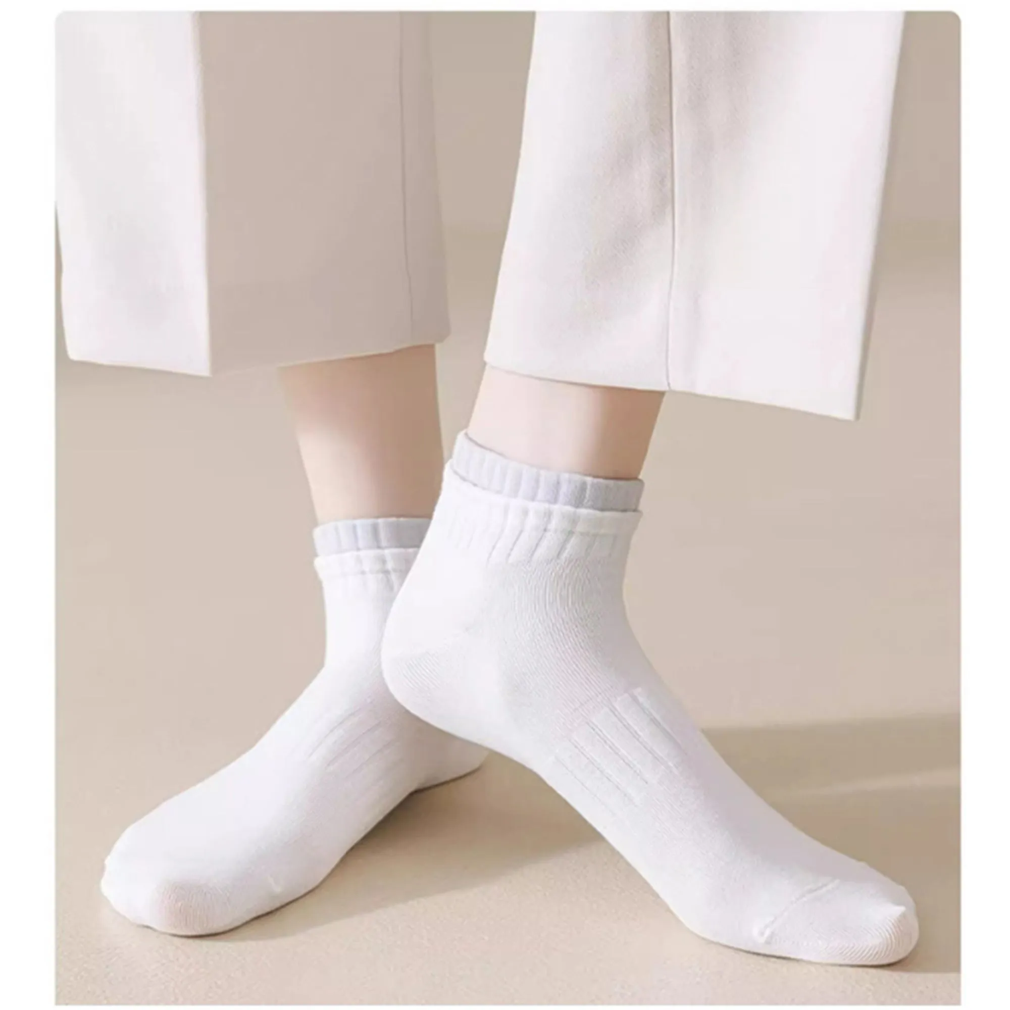 Anna-Kaci Women's 3-Pack Ribbed Ankle Socks with Contrast Color Cuffs Soft Cotton Stretch Design sold by Anna-Kaci product image thumbnail 4