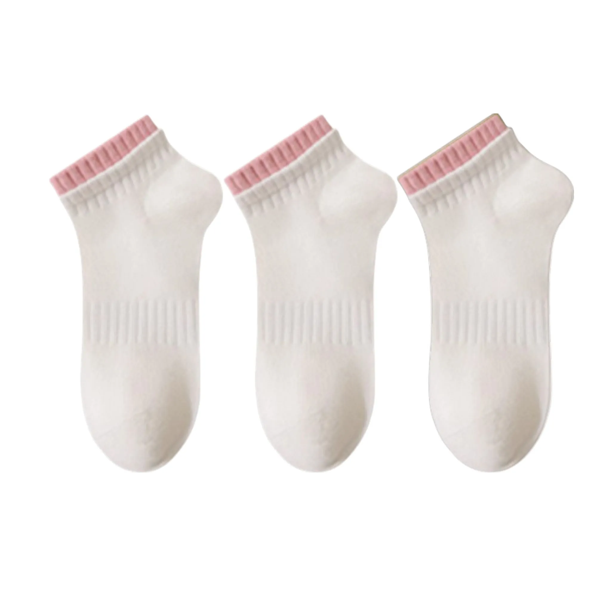 Anna-Kaci Women's 3-Pack Ribbed Ankle Socks with Contrast Color Cuffs Soft Cotton Stretch Design sold by Anna-Kaci product image thumbnail 5