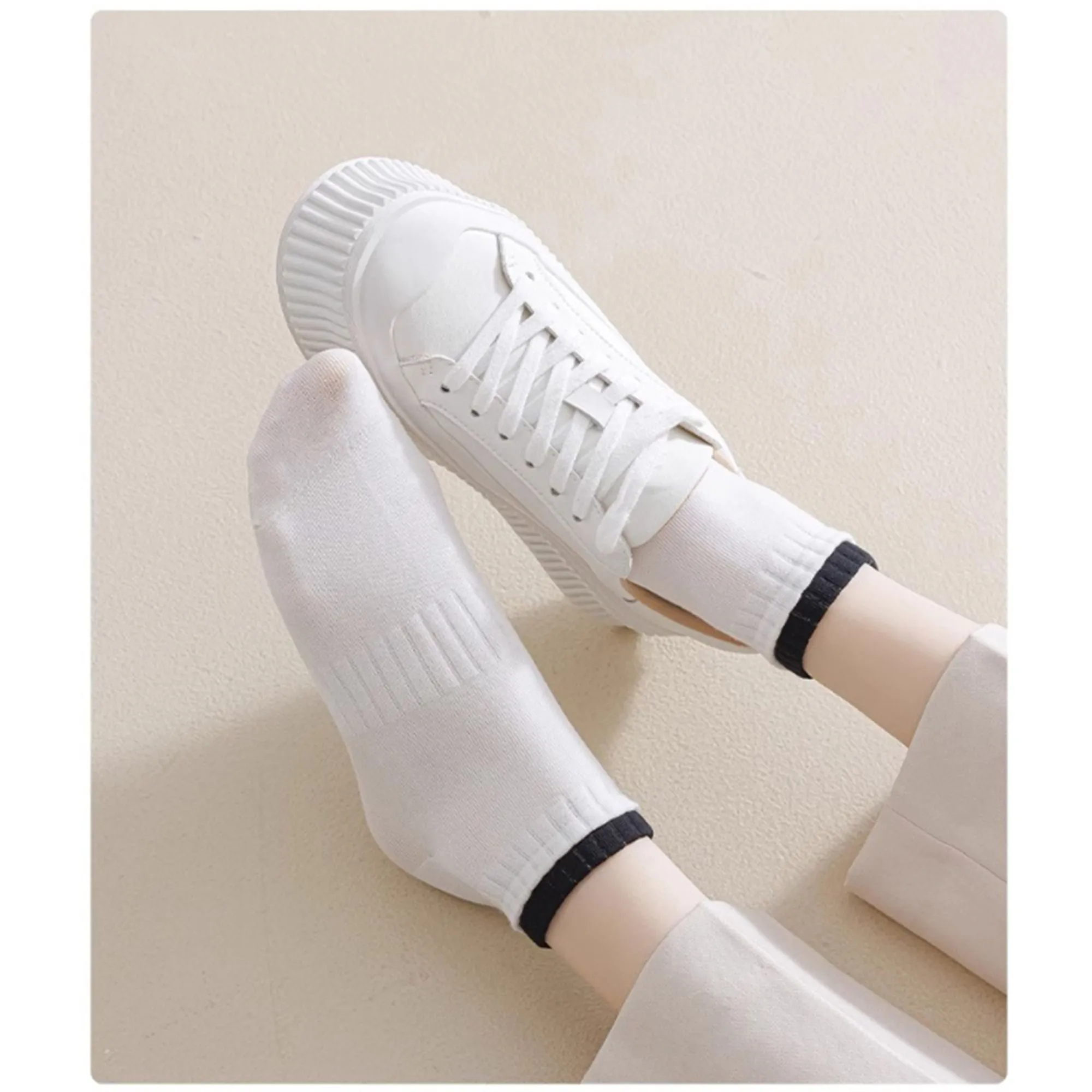 Anna-Kaci Women's 3-Pack Ribbed Ankle Socks with Contrast Color Cuffs Soft Cotton Stretch Design sold by Anna-Kaci product image thumbnail 3