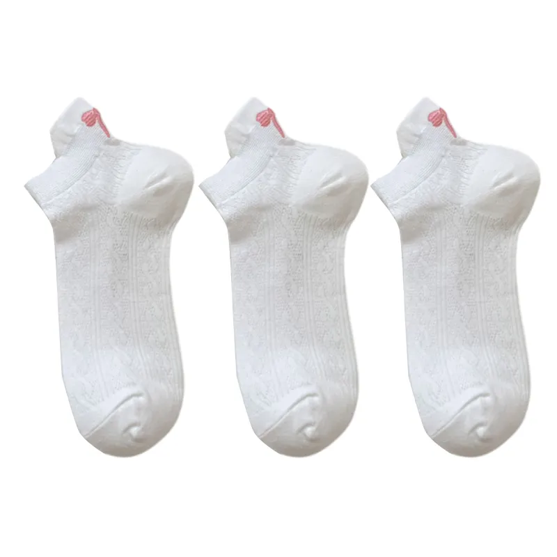 Anna-Kaci Women's 3-Pack Cotton Ankle Socks with Bow Knit Pattern Soft Breathable Low-Cut Design sold by Anna-Kaci