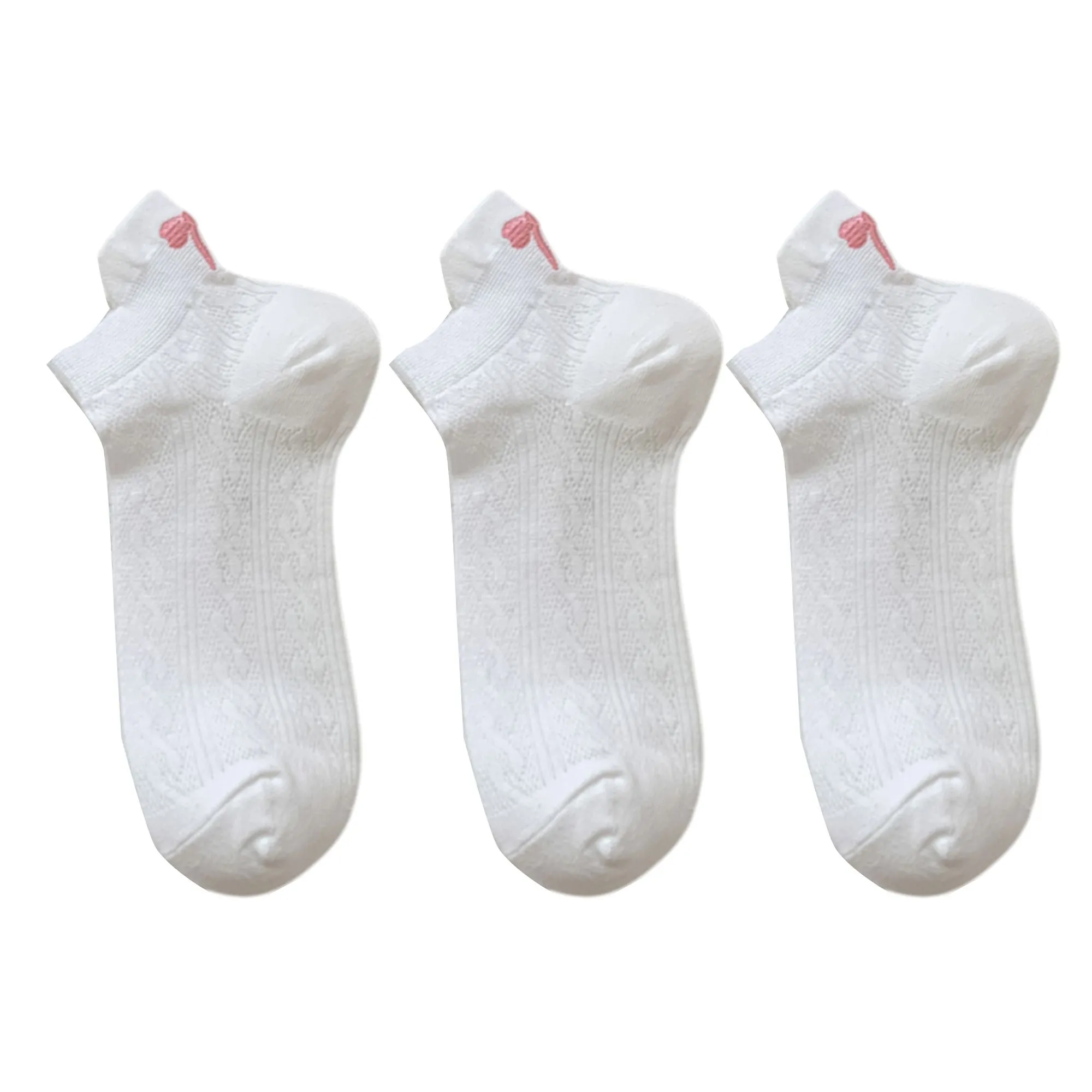 Anna-Kaci Women's 3-Pack Cotton Ankle Socks with Bow Knit Pattern Soft Breathable Low-Cut Design sold by Anna-Kaci