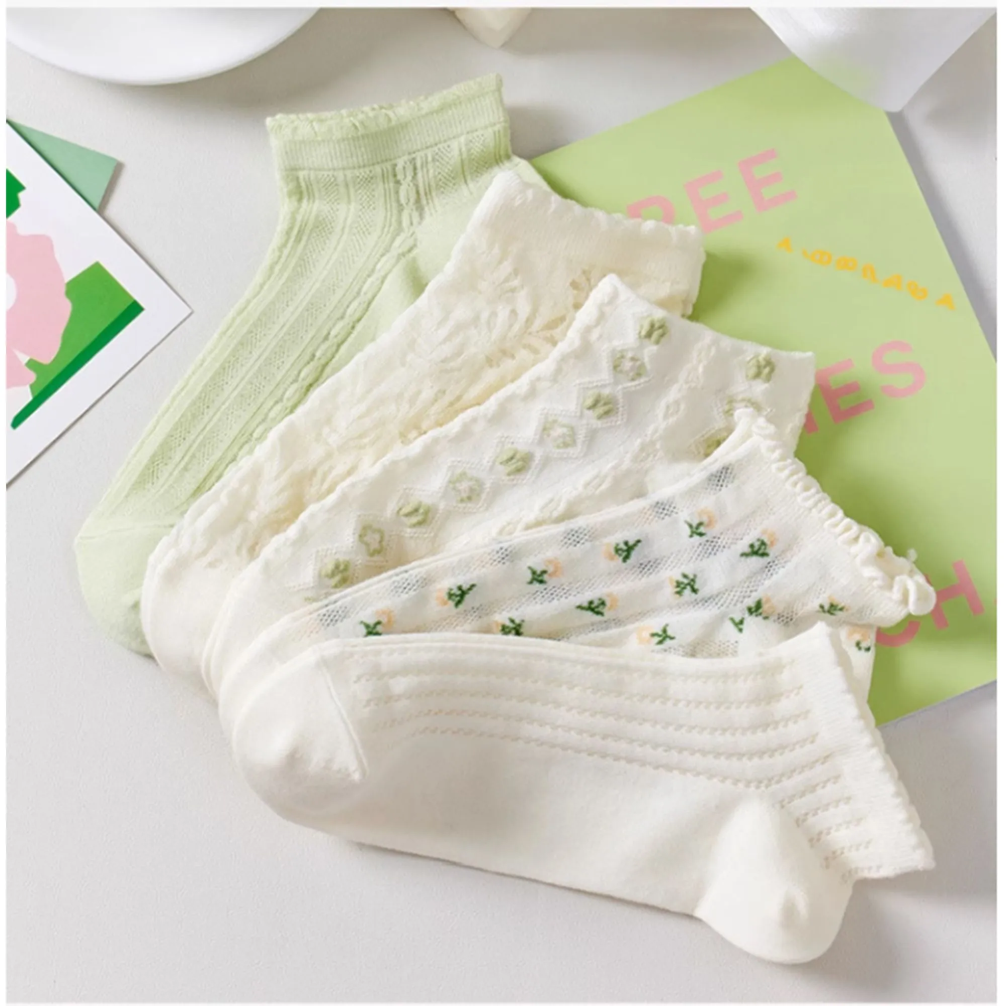 Anna-Kaci Women's 3-Pack Minimalist Knit Ankle Socks Mixed Pattern Design Soft Cotton Low-Cut Style sold by Anna-Kaci product image thumbnail 4