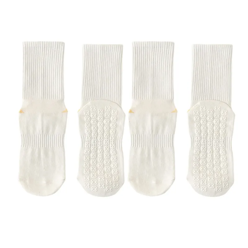Anna-Kaci Women's 2-Pair Set Crew Athletic Socks with Striped Cuffs and Full Sole Grip for Yoga Fitness made by Anna-Kaci
