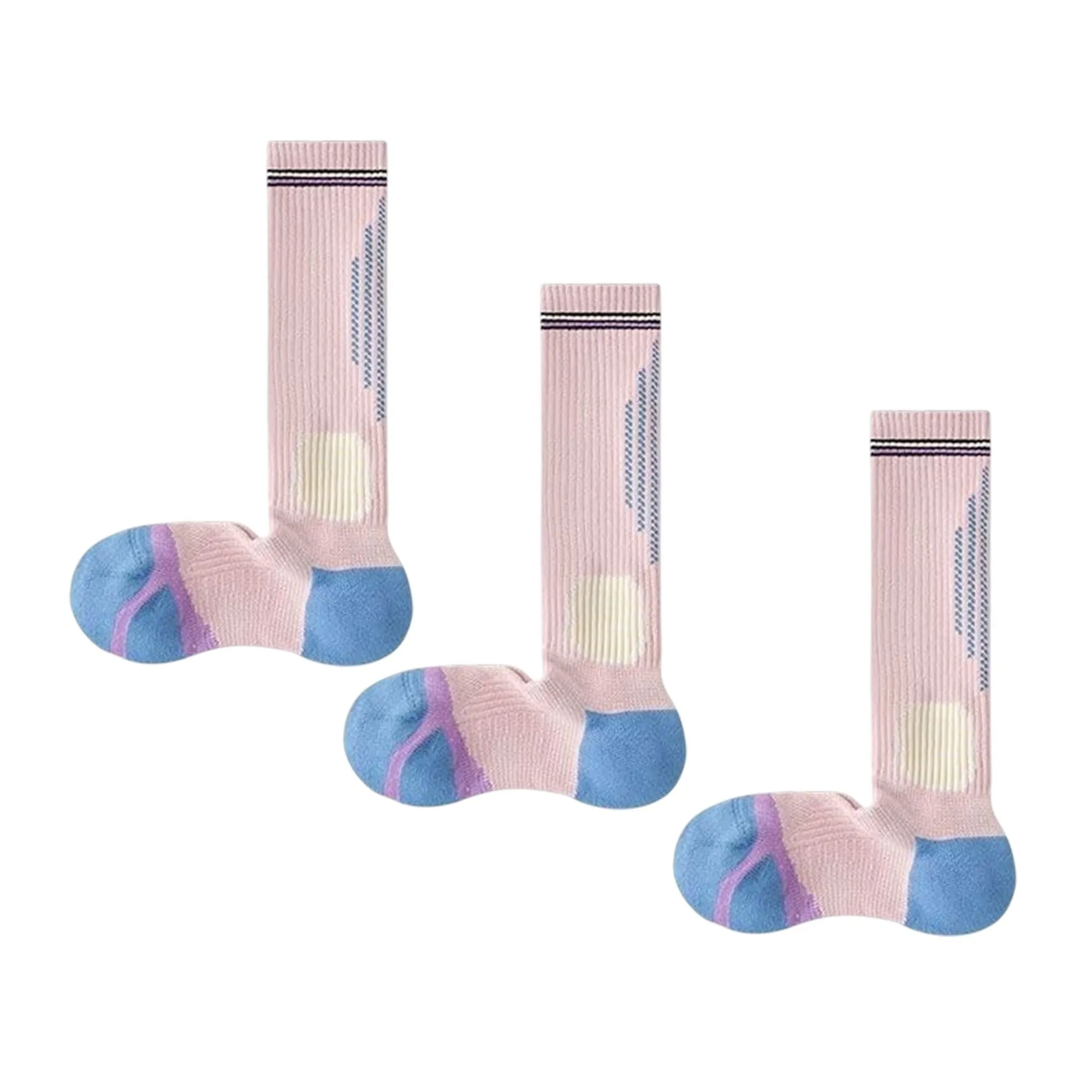 Anna-Kaci Women's 3-Pair Set Colorblock Athletic Knee-High Socks with Cushioned Heel Arch Support for Daily Fitness sold by Anna-Kaci product image thumbnail 5