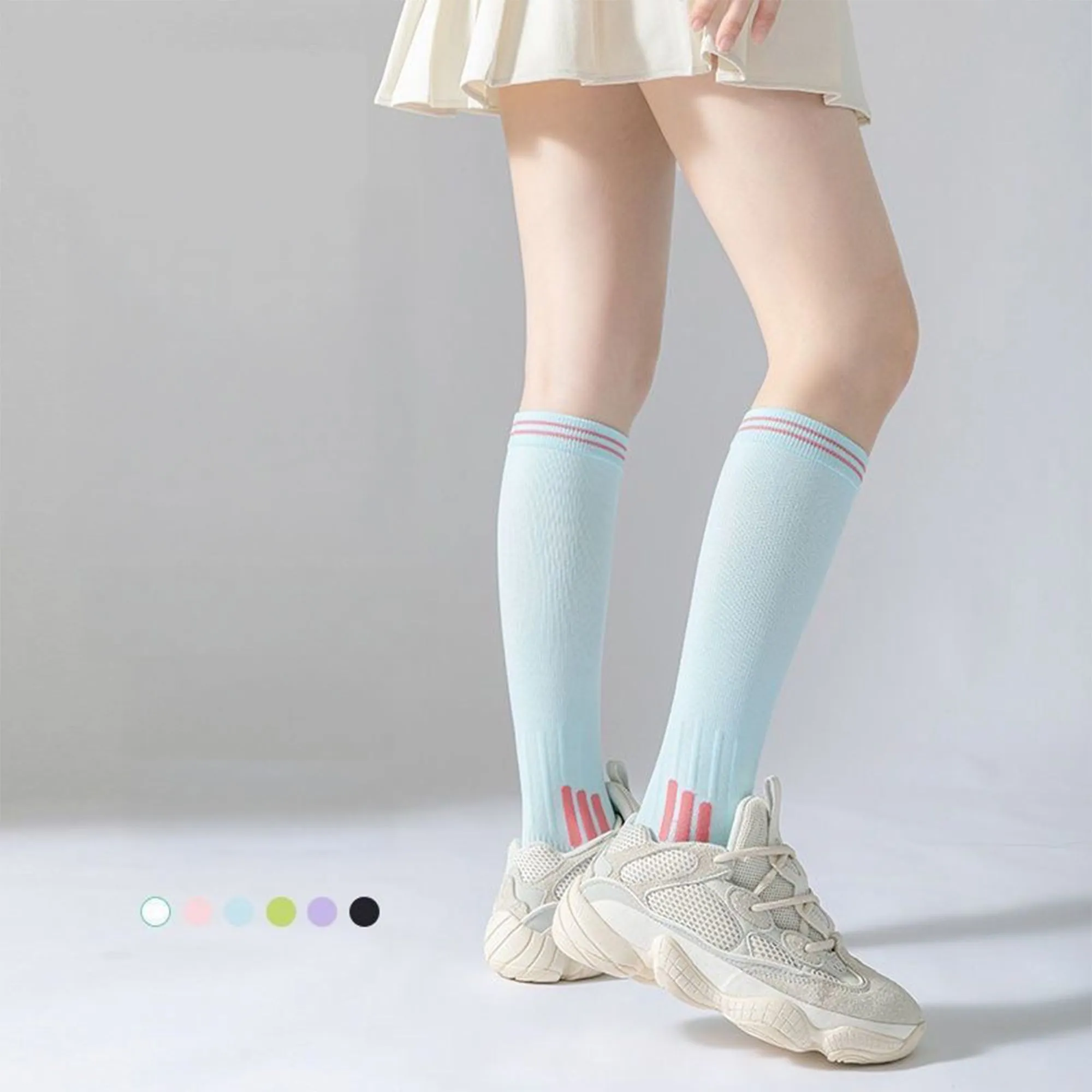 Anna-Kaci 3-Pair Set Knee-High Compression Athletic Socks Breathable Anti-Slip Support Design for Running and Jump Rope sold by Anna-Kaci product image thumbnail 4