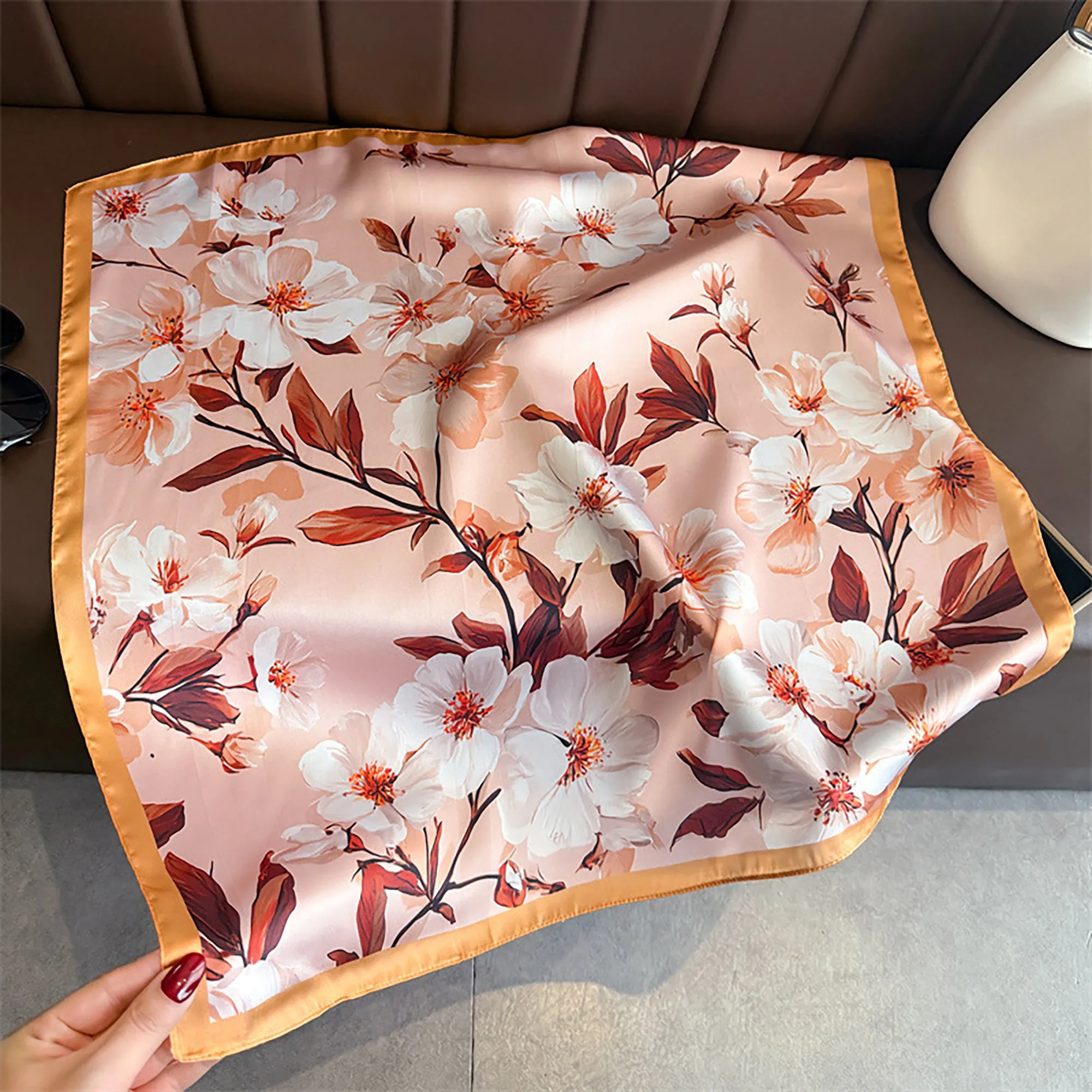 Anna-Kaci Women's Satin Floral Print Square Scarf Soft Lightweight Fashion Accessory 27.5¡Á27.5inches sold by Anna-Kaci product image thumbnail 2