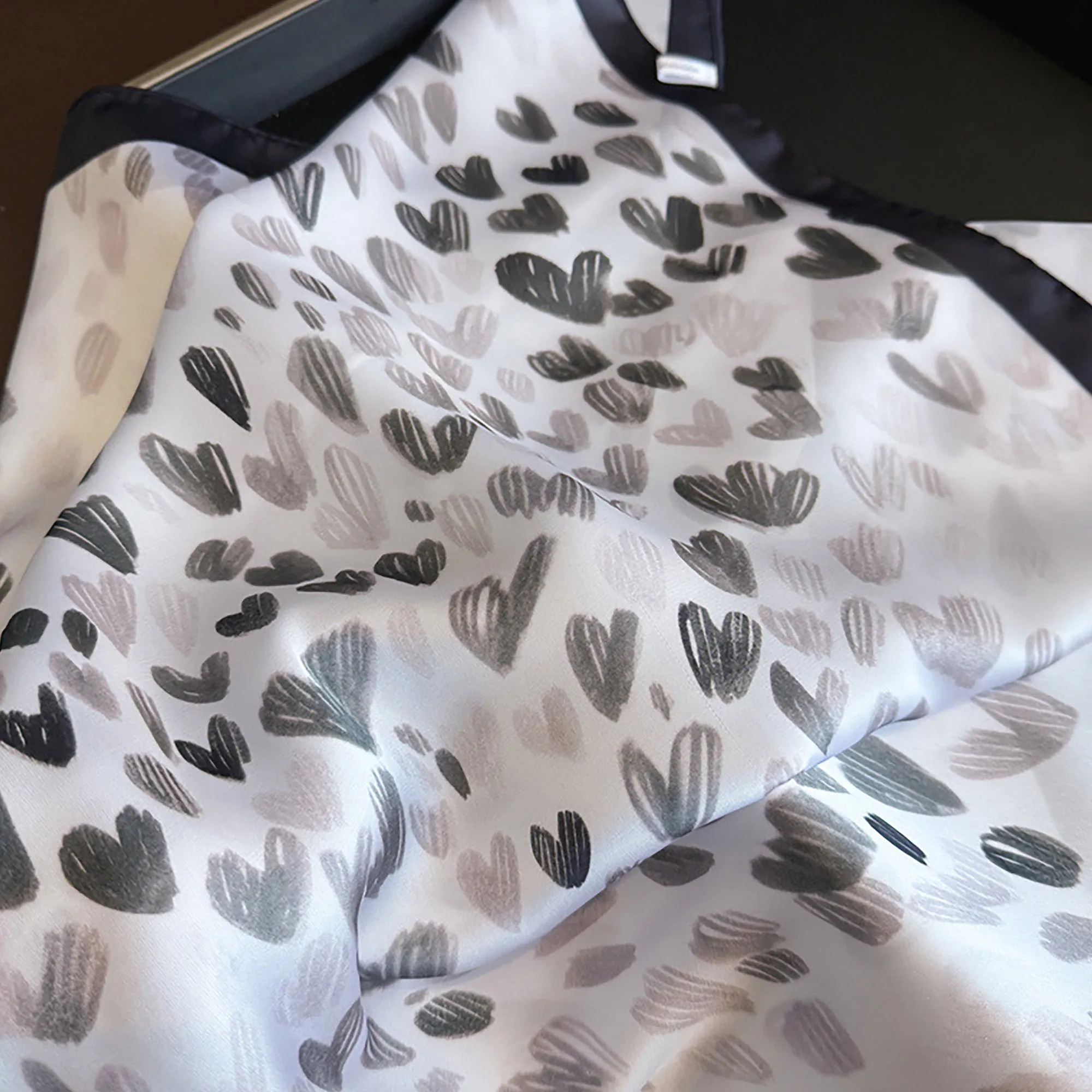 Anna-Kaci Women's Satin Heart Print Square Scarf Lightweight Soft Fashion Accessory 27.5¡Á27.5inches sold by Anna-Kaci product image thumbnail 3