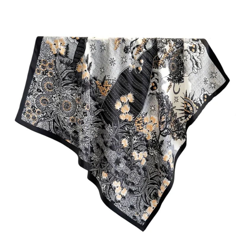 Anna-Kaci Womens Satin Square Scarf with Vintage Floral Print 35.4¡Á35.4inches made by Anna-Kaci