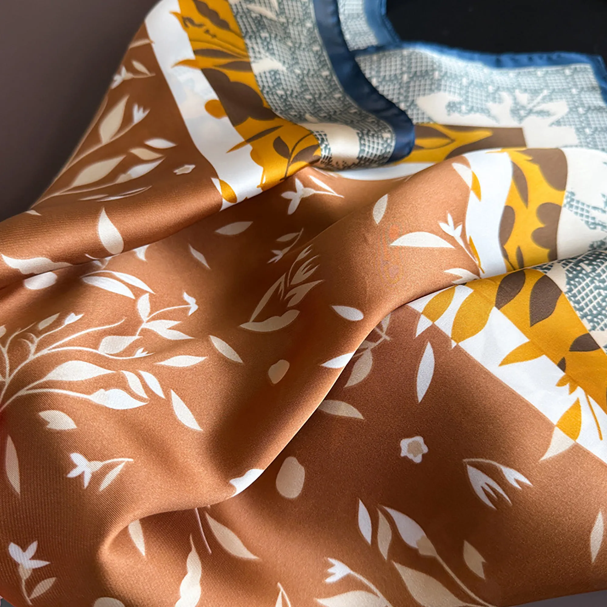 Anna-Kaci Satin Square Scarf with Botanical Print Soft Accessory 27.5¡Á27.5inches sold by Anna-Kaci product image thumbnail 4