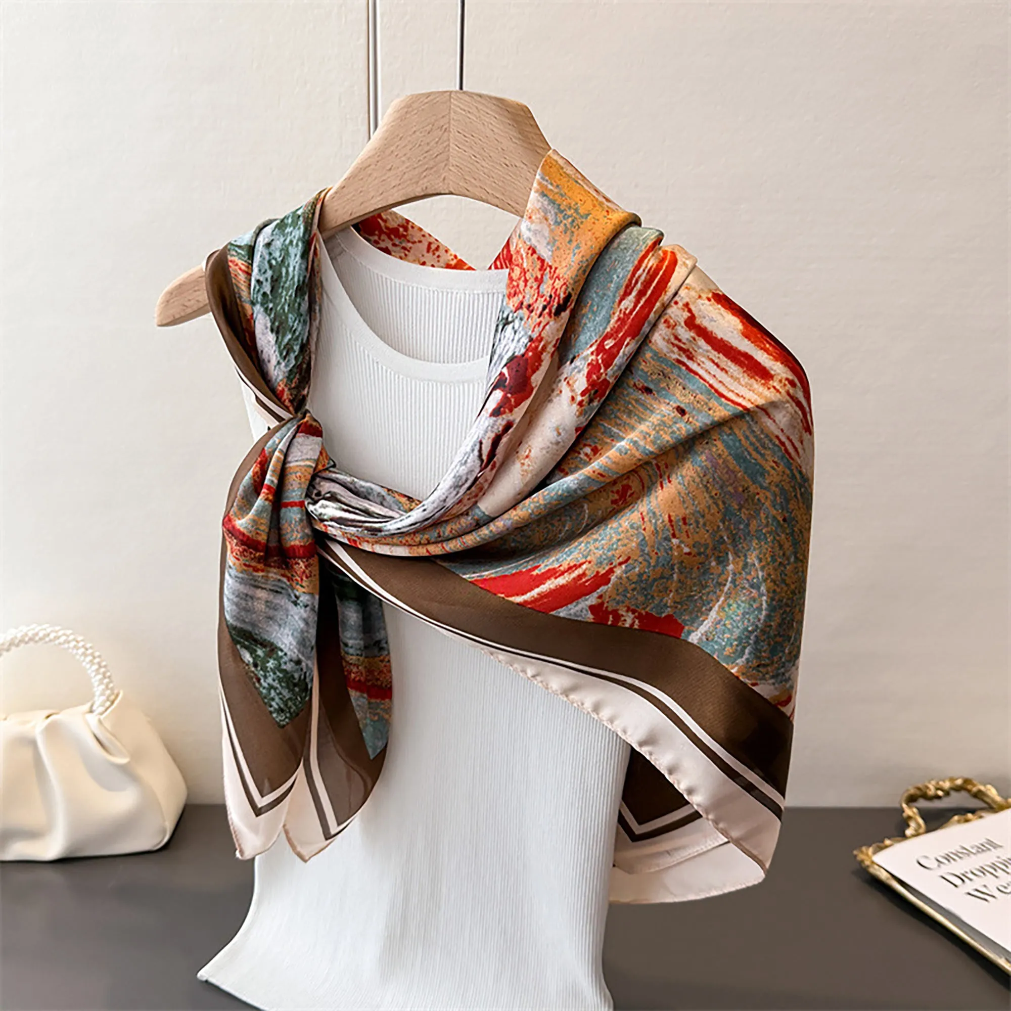 Anna-Kaci Womens Satin Square Scarf with Abstract Marble Print 35.4¡Á35.4inches sold by Anna-Kaci product image thumbnail 2