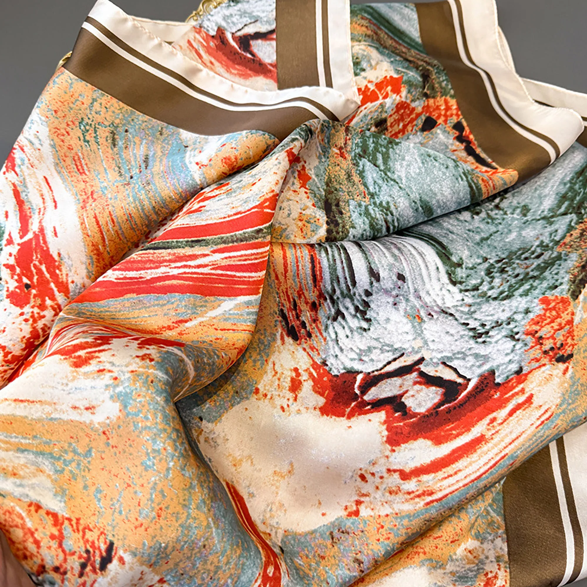 Anna-Kaci Womens Satin Square Scarf with Abstract Marble Print 35.4¡Á35.4inches sold by Anna-Kaci product image thumbnail 3