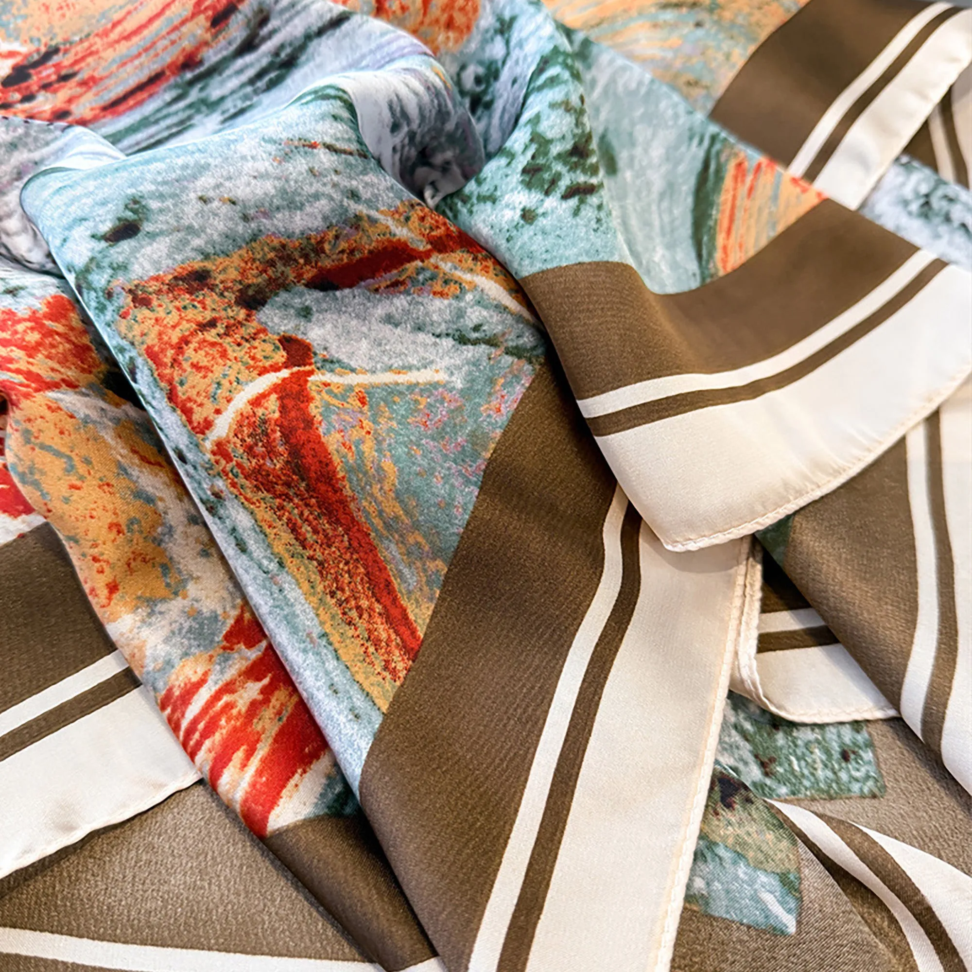 Anna-Kaci Womens Satin Square Scarf with Abstract Marble Print 35.4¡Á35.4inches sold by Anna-Kaci product image thumbnail 4