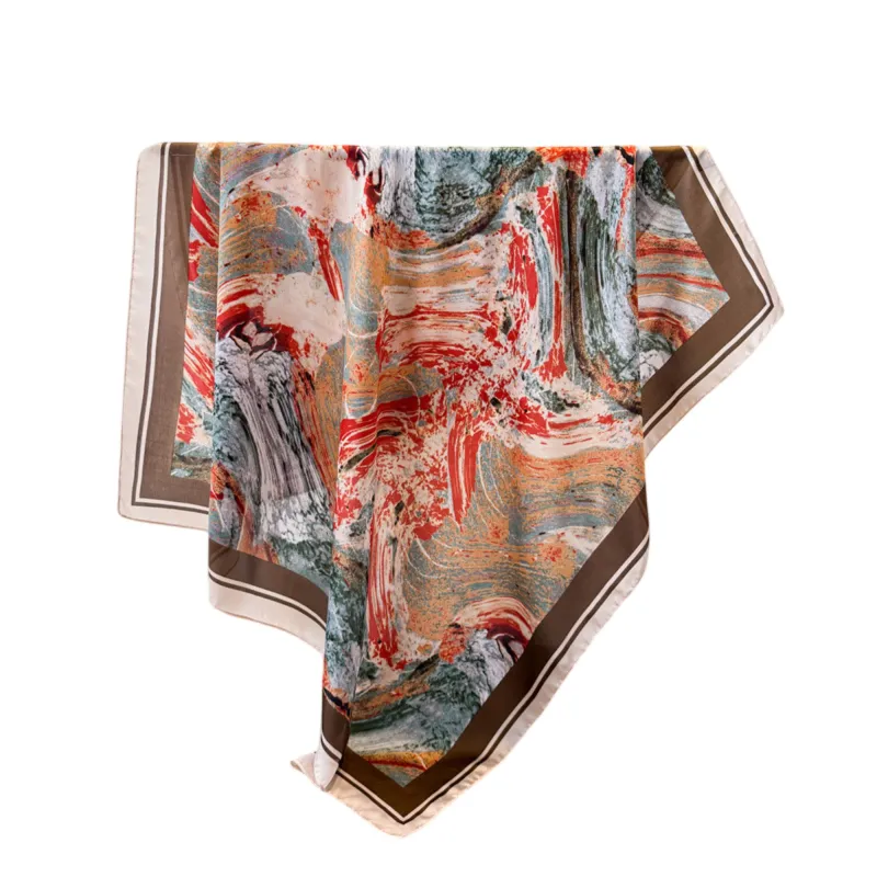 Anna-Kaci Womens Satin Square Scarf with Abstract Marble Print 35.4¡Á35.4inches made by Anna-Kaci
