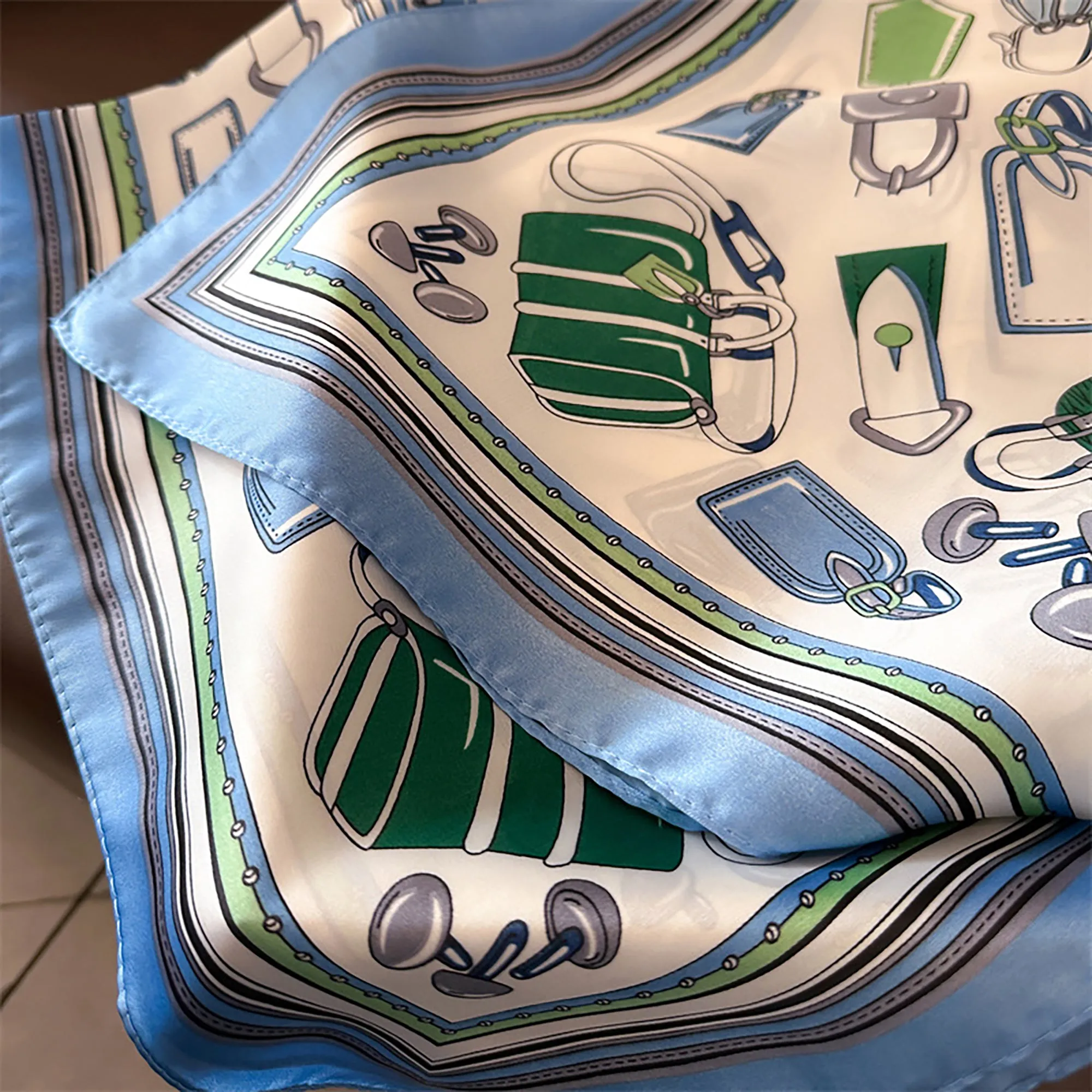 Anna-Kaci Womens Square Scarf with Handbag Illustration Print 27.5¡Á27.5inches sold by Anna-Kaci product image thumbnail 3