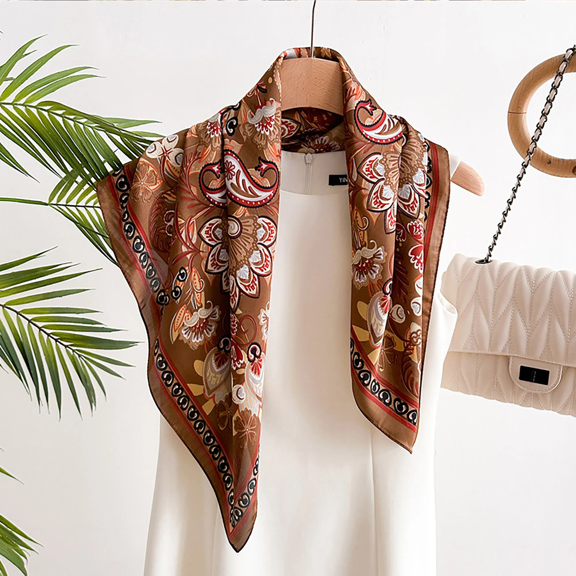 Anna-Kaci Satin Square Scarf with Vintage Paisley Floral Print 27.5¡Á27.5inches sold by Anna-Kaci product image thumbnail 2