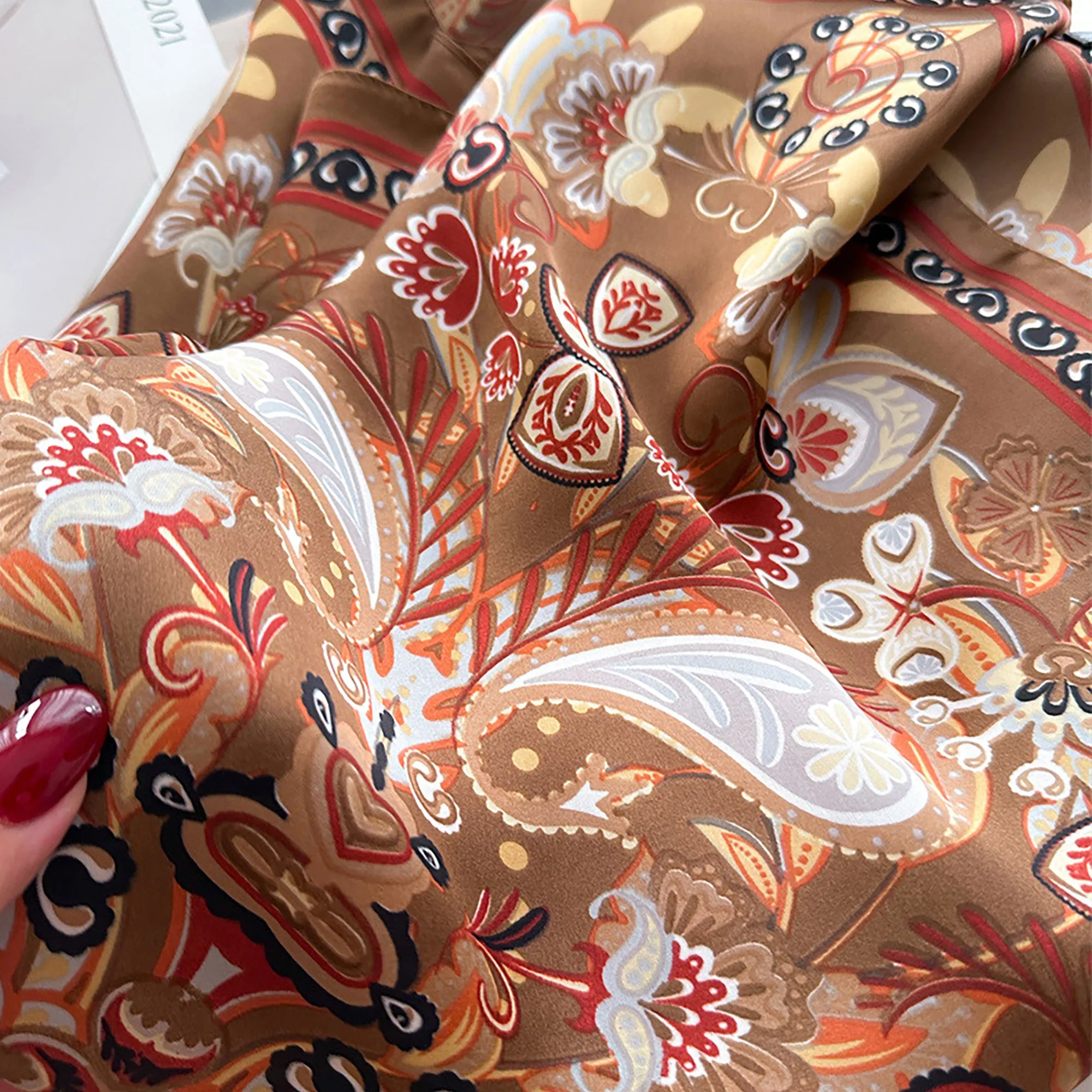 Anna-Kaci Satin Square Scarf with Vintage Paisley Floral Print 27.5¡Á27.5inches sold by Anna-Kaci product image thumbnail 3