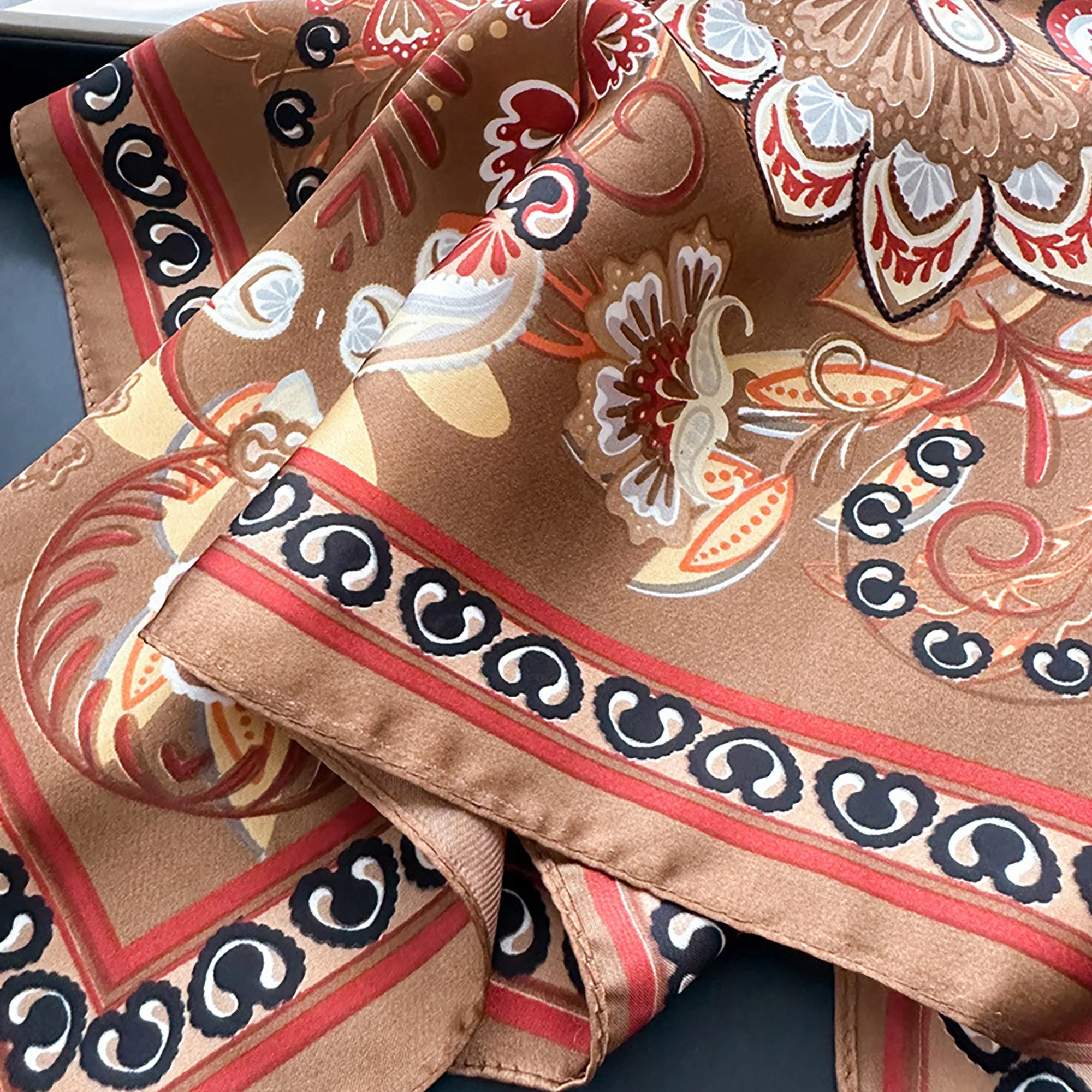 Anna-Kaci Satin Square Scarf with Vintage Paisley Floral Print 27.5¡Á27.5inches sold by Anna-Kaci product image thumbnail 4