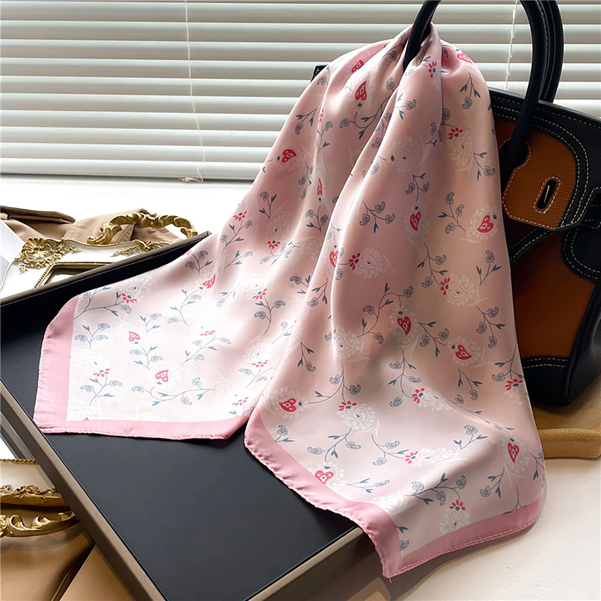 Anna-Kaci Womens Satin Square Scarf with Vintage Floral Print 27.5¡Á27.5inches sold by Anna-Kaci product image thumbnail 2