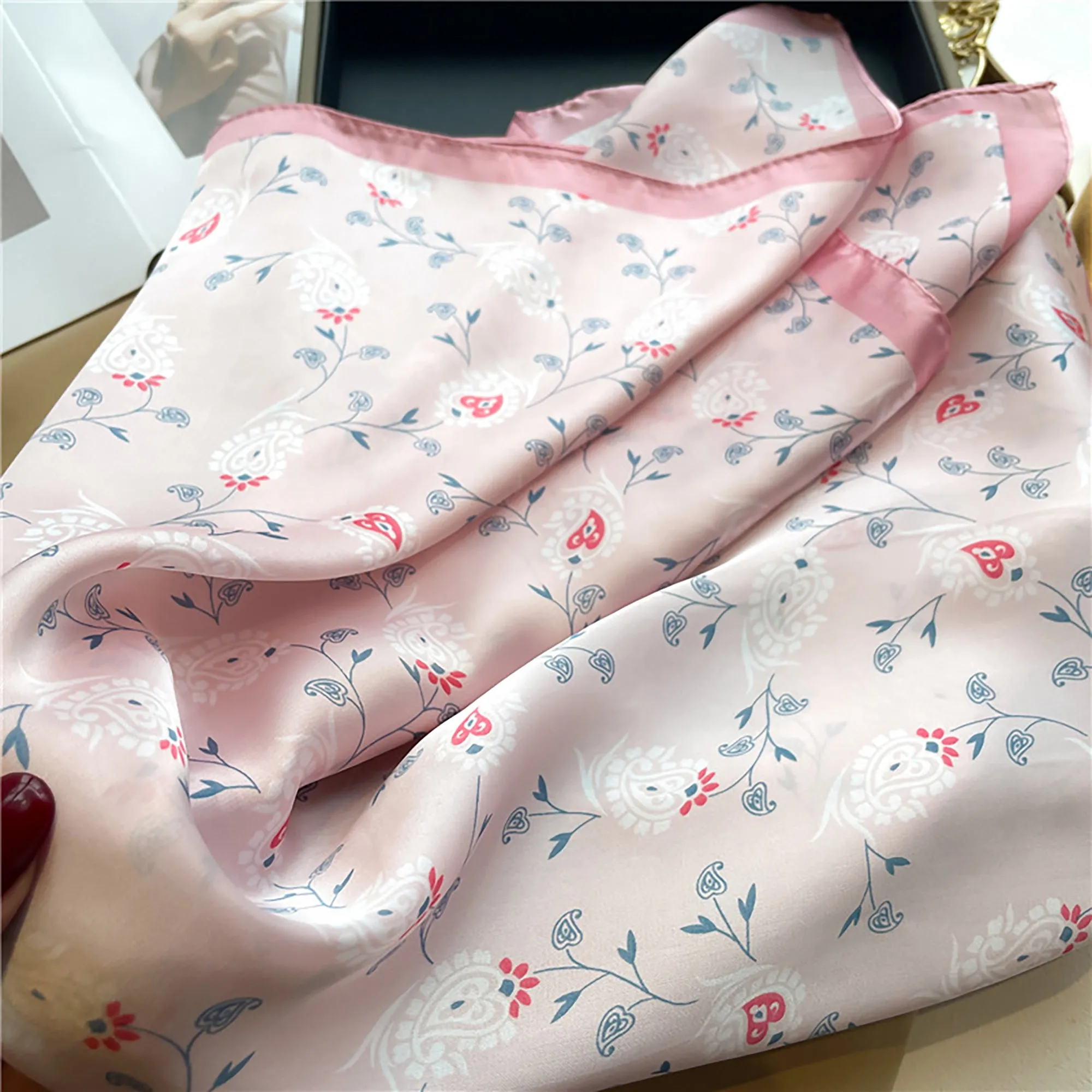 Anna-Kaci Womens Satin Square Scarf with Vintage Floral Print 27.5¡Á27.5inches sold by Anna-Kaci product image thumbnail 3