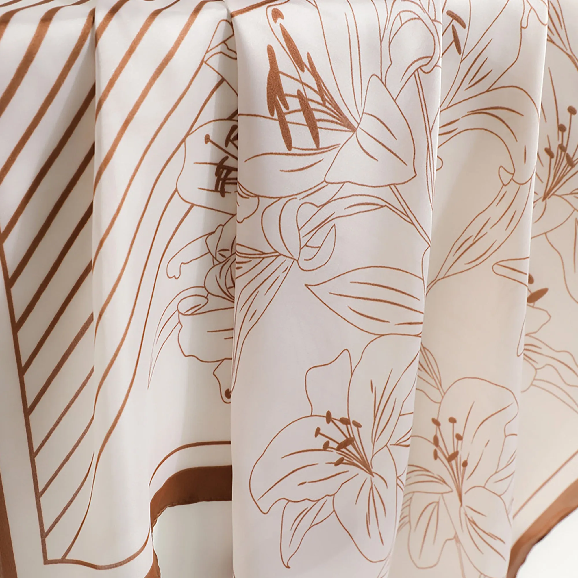 Anna-Kaci Womens Satin Square Scarf with Modern Floral Line Art 27.5¡Á27.5inches sold by Anna-Kaci product image thumbnail 3