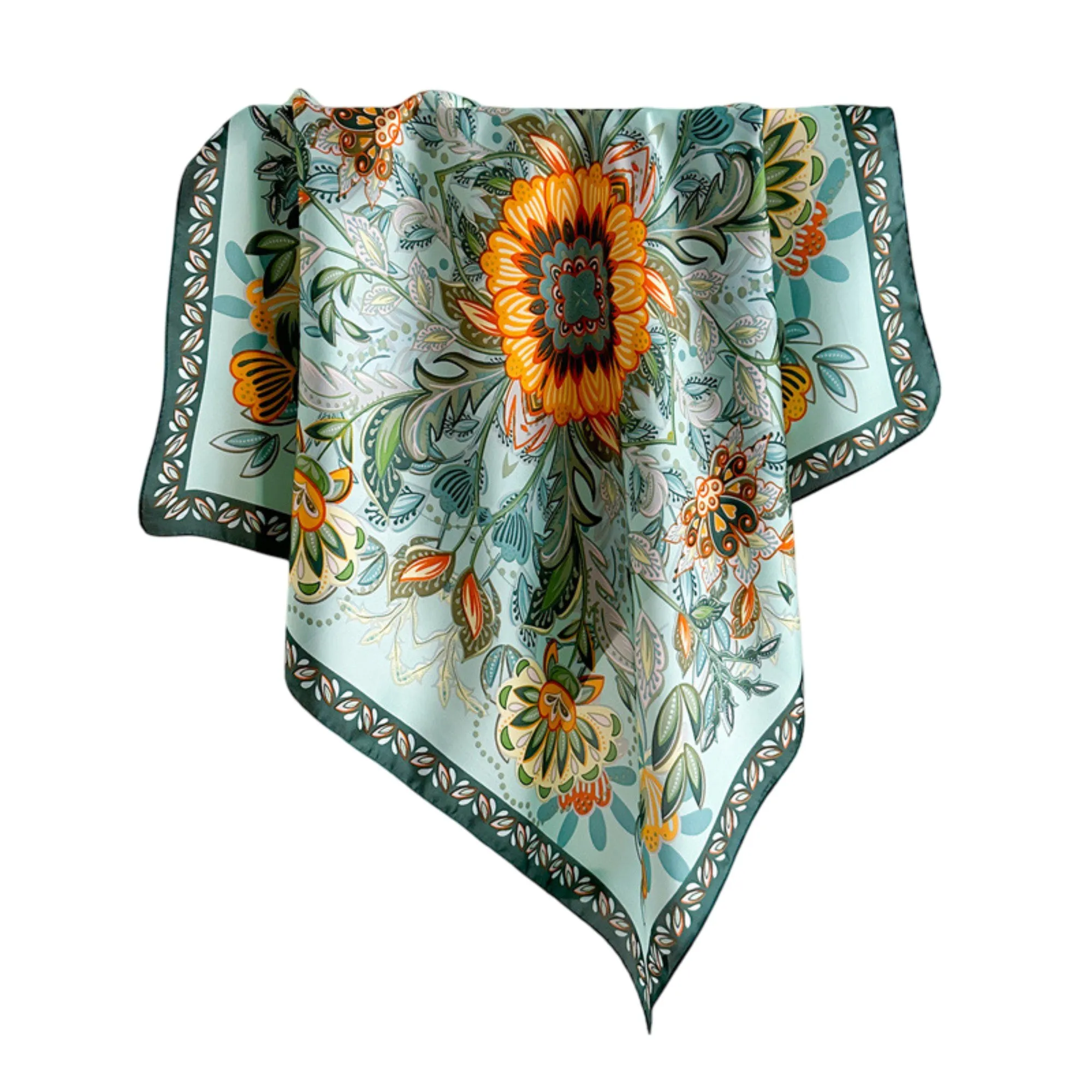 Anna-Kaci Floral Satin Square Scarf Lightweight Soft Feel 27.5¡Á27.5inches sold by Anna-Kaci product image thumbnail 5